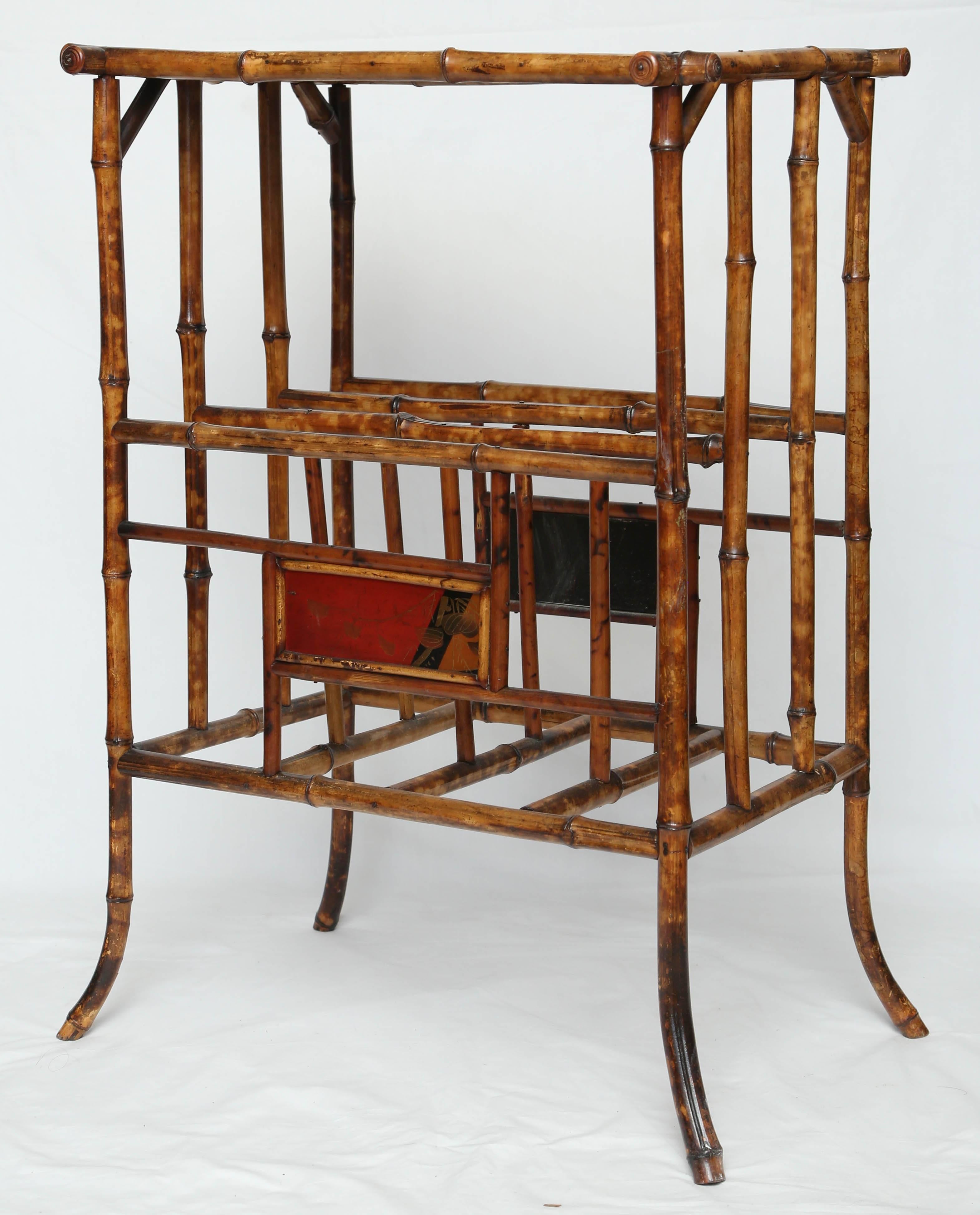 19th Century English Bamboo Magazine Rack with Tabletop For Sale 3