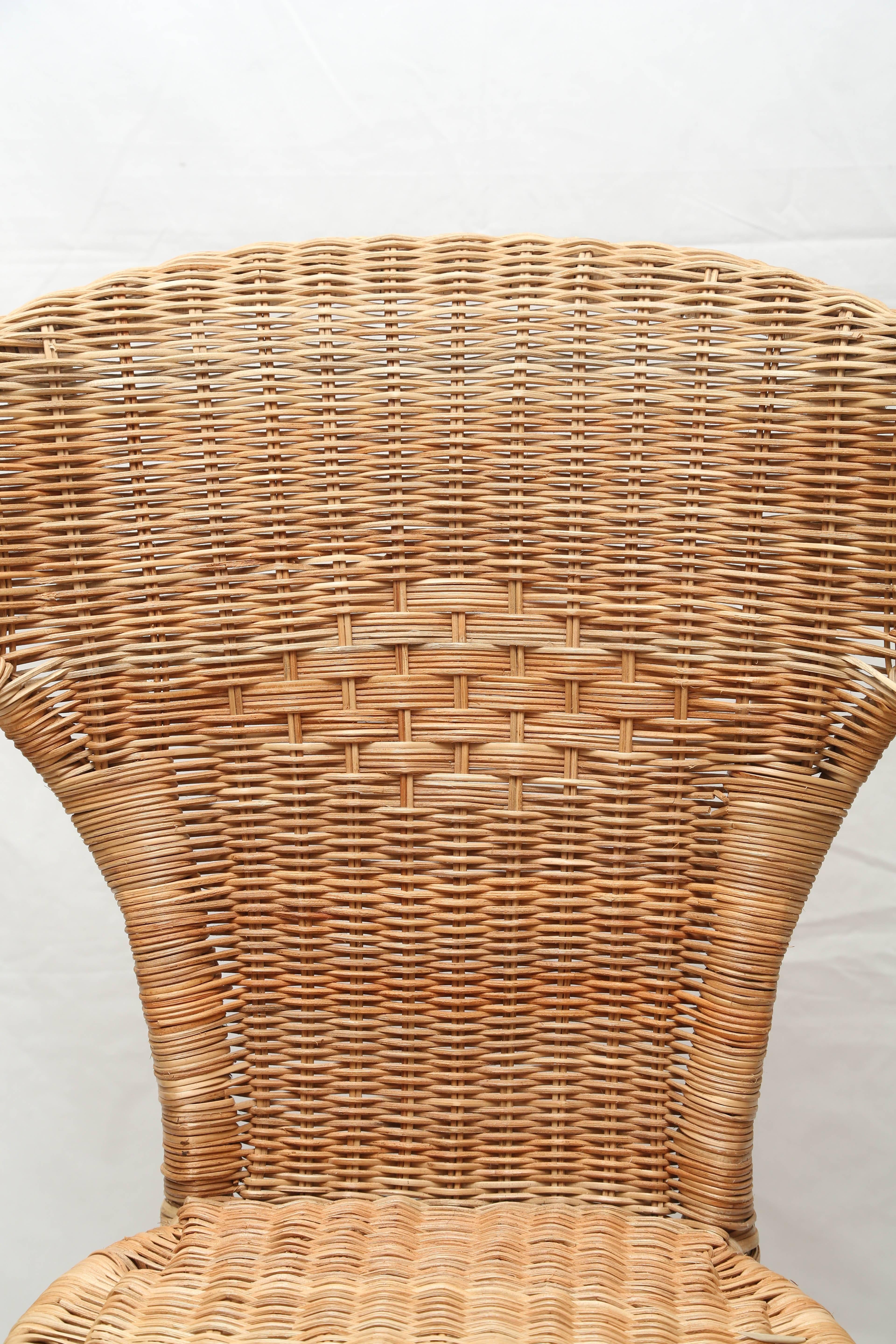 Great Pair of French Vintage Rattan Armchairs In Excellent Condition In West Palm Beach, FL
