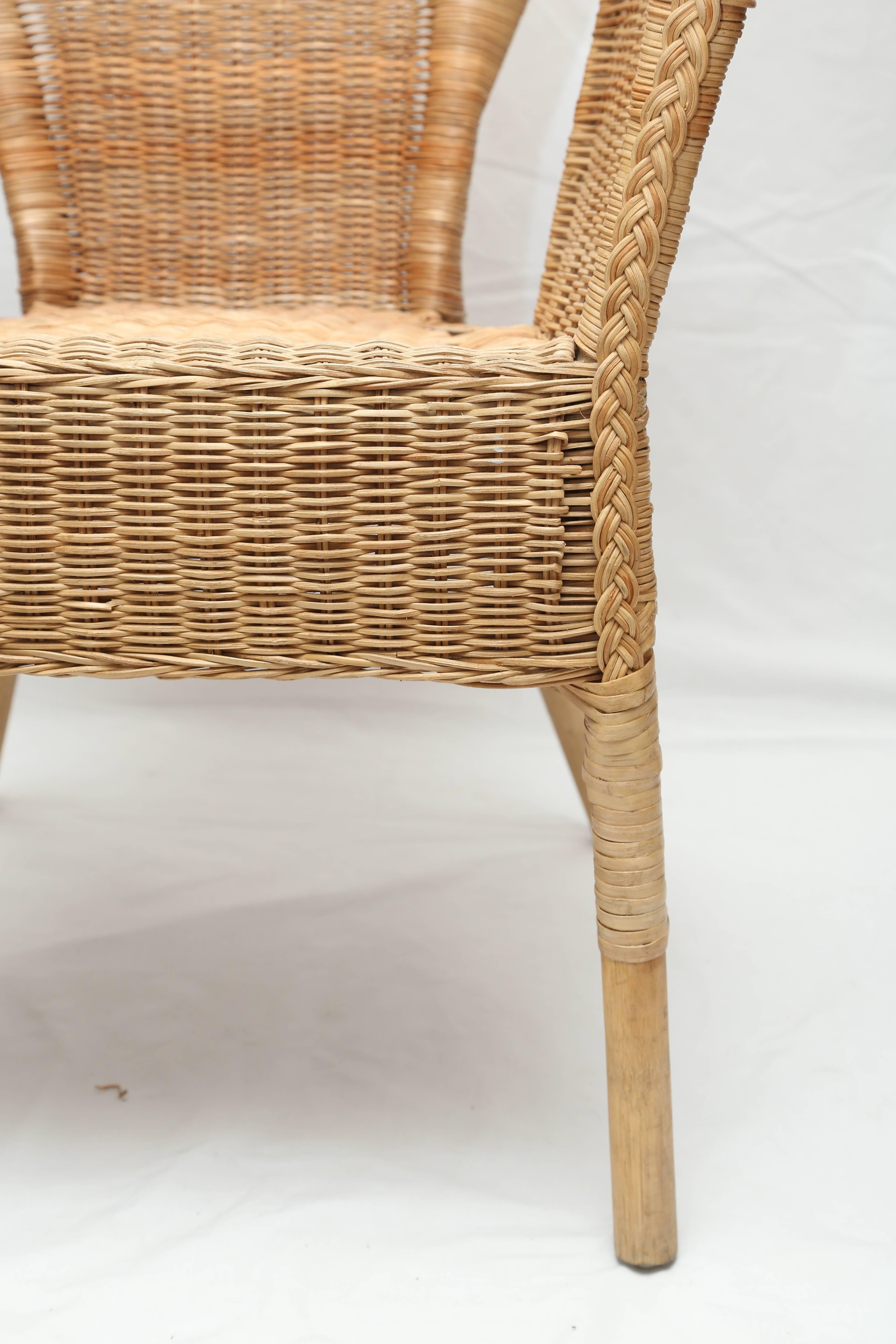 20th Century Great Pair of French Vintage Rattan Armchairs