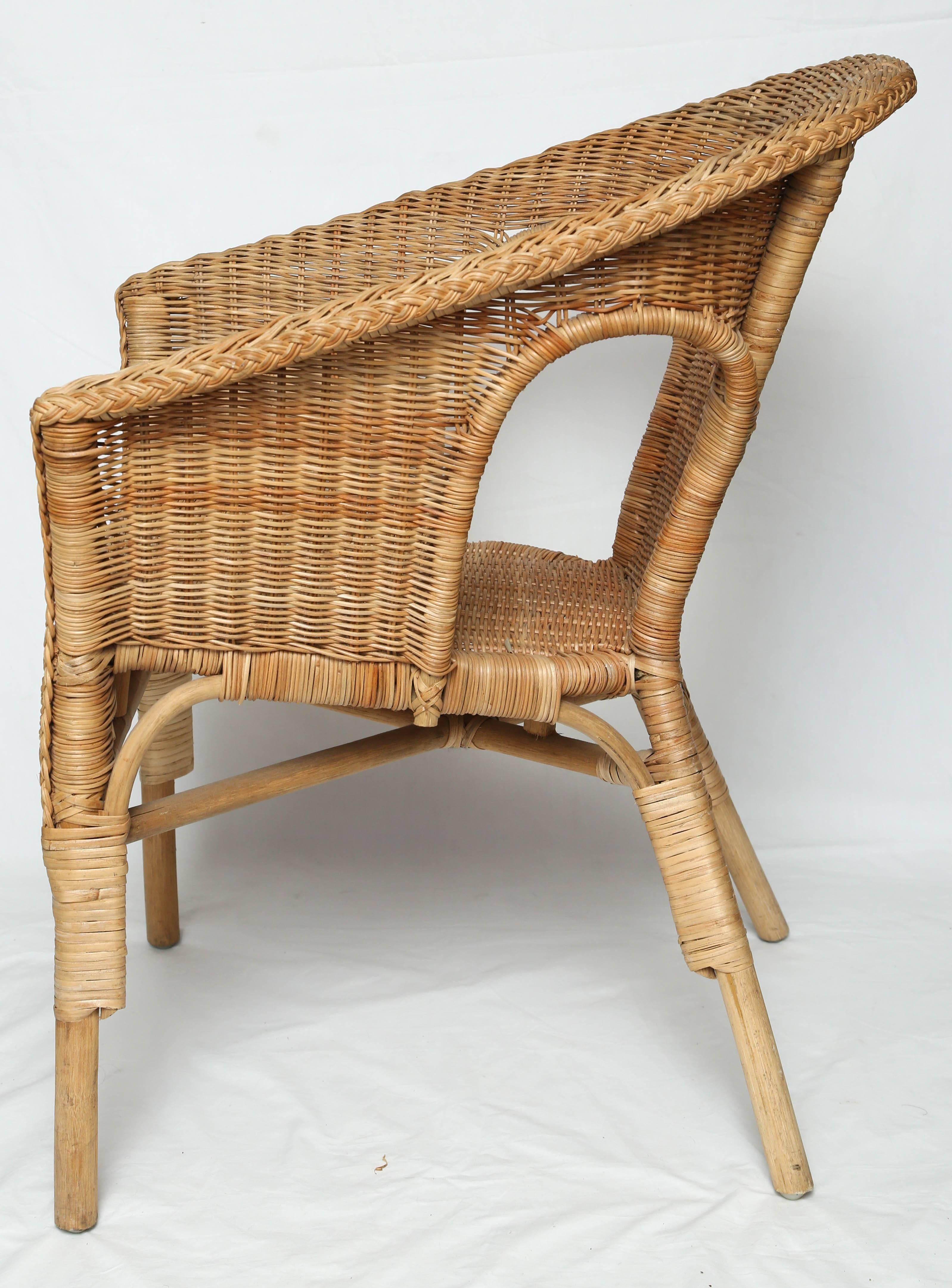 Great Pair of French Vintage Rattan Armchairs 3