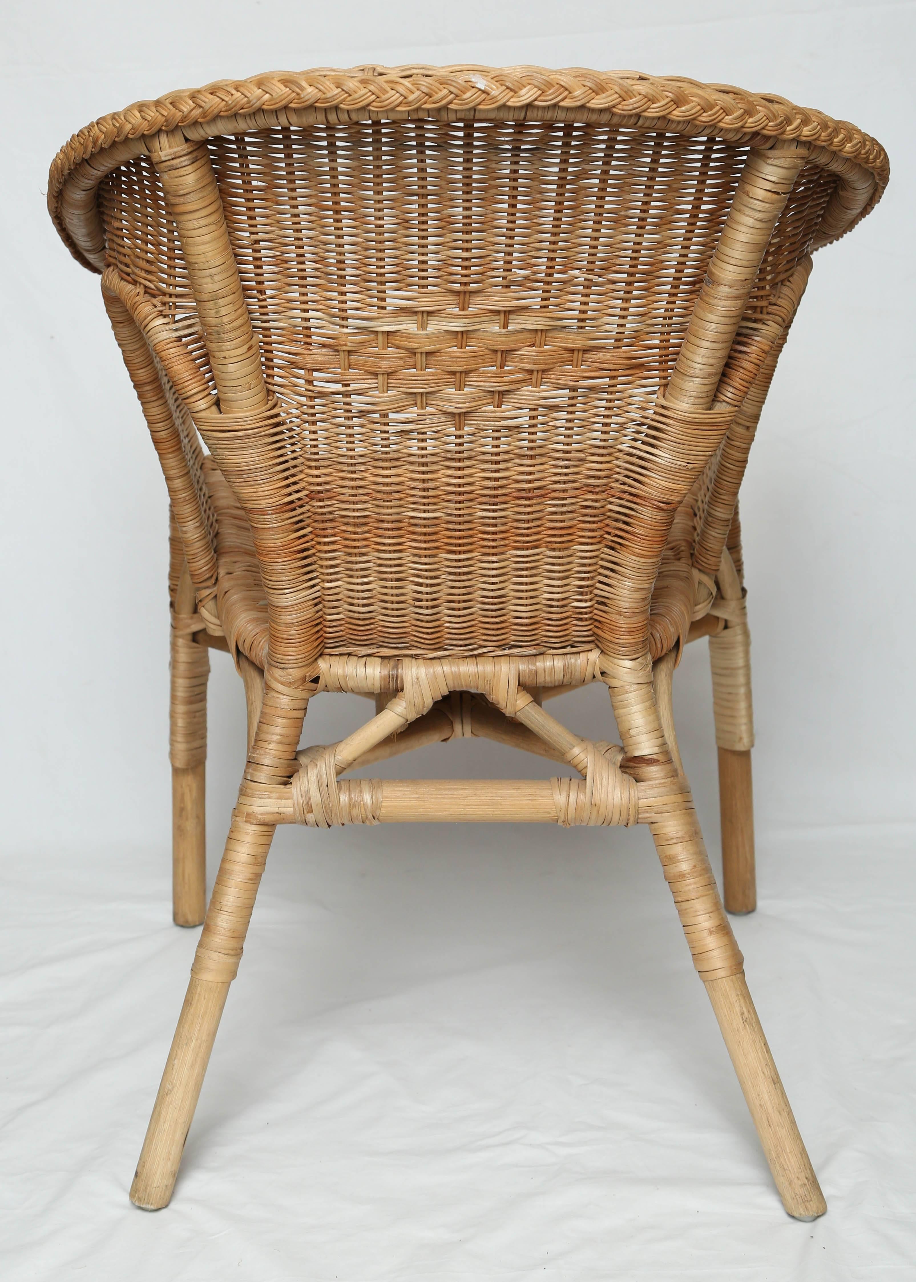 Great Pair of French Vintage Rattan Armchairs 4