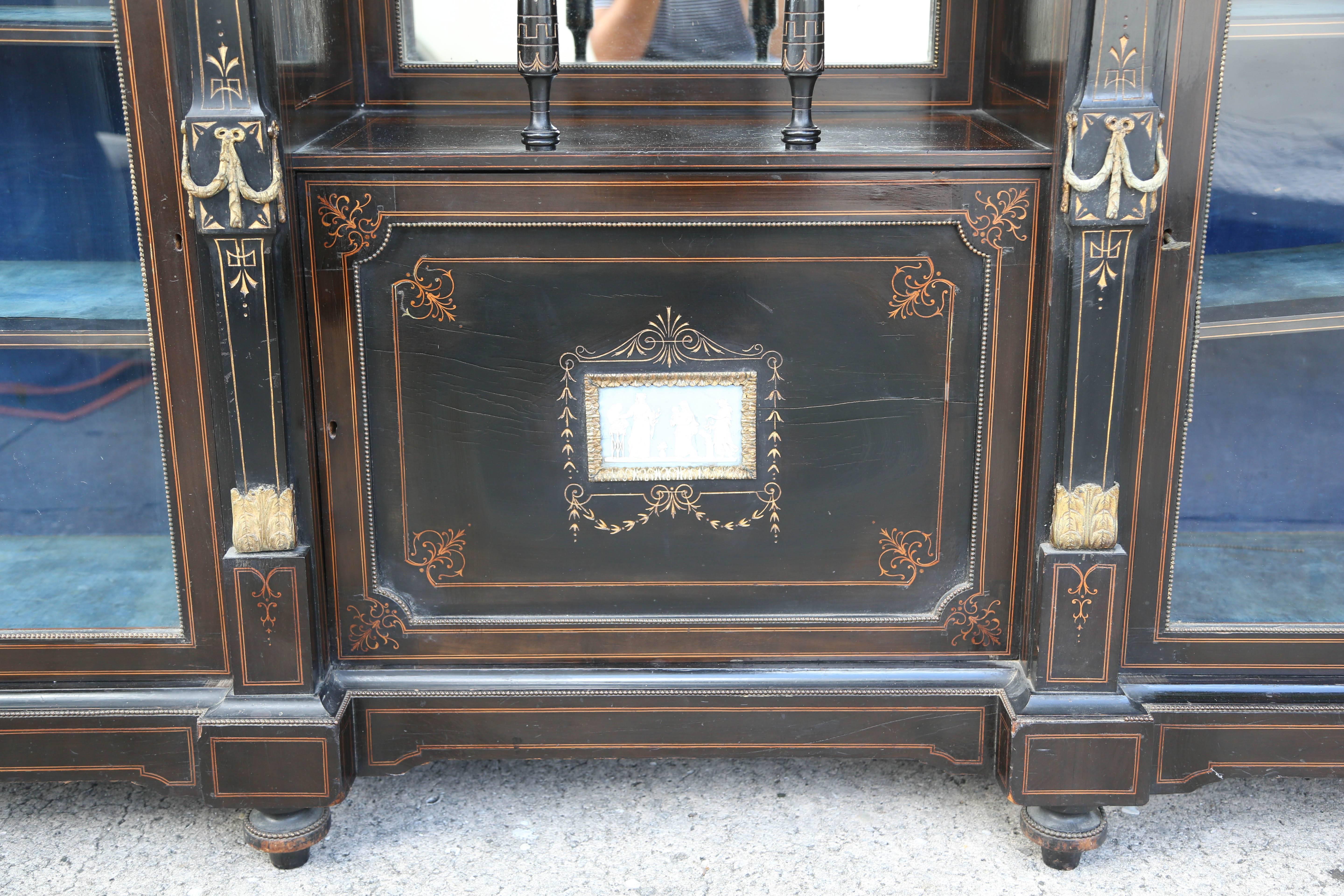 19th Century English Credenza with Satinwood Inlay and Ebony 1