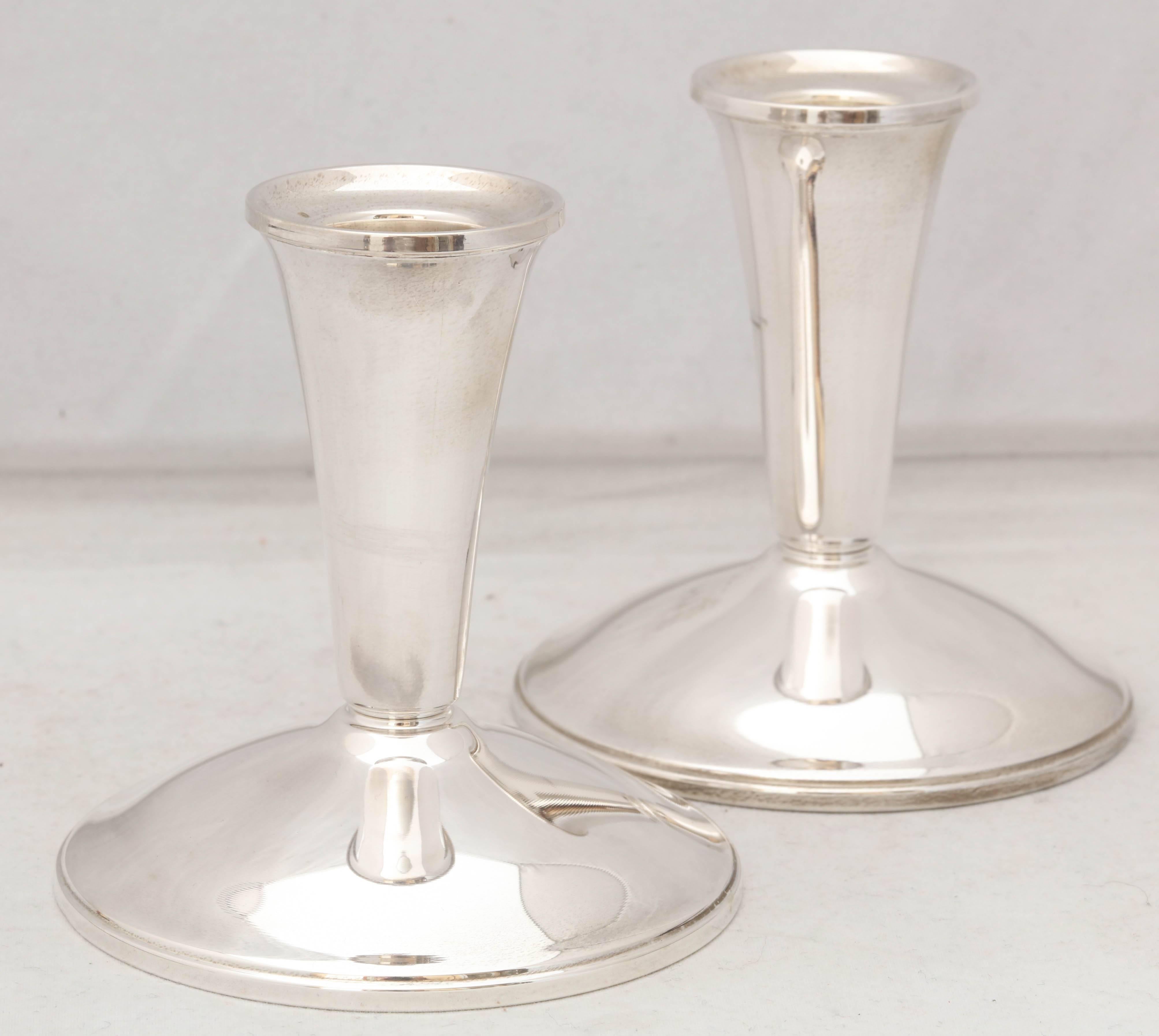 Pair of sterling silver, Mid-Century Modern candlesticks, The Alvin Silver Manufacturing Company, Providence, Rhode Island, circa 1950s. @4