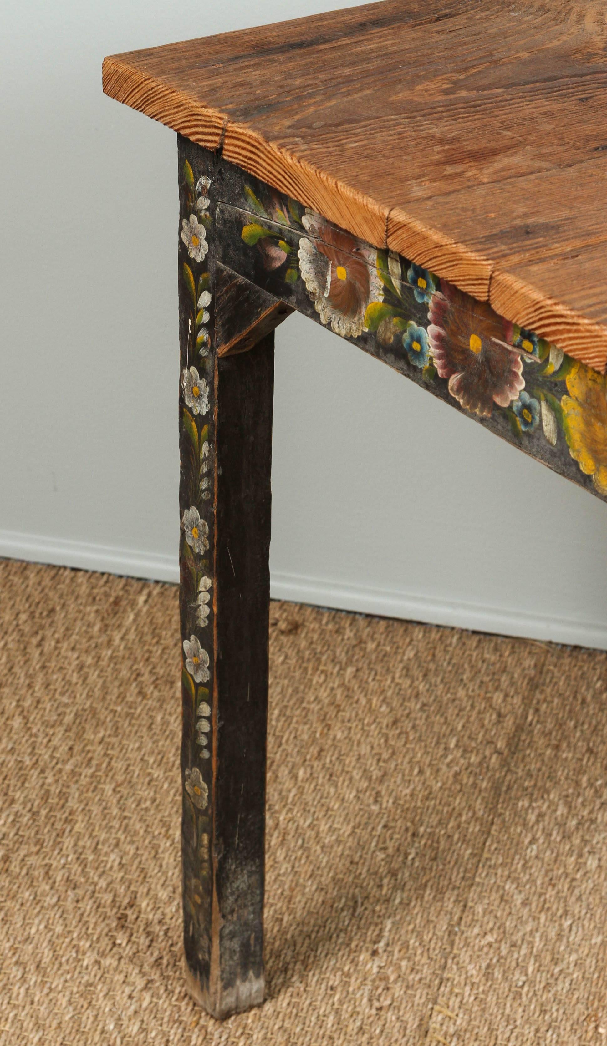 Wood Mexican Hand-Painted Table, Olinala Paint Work