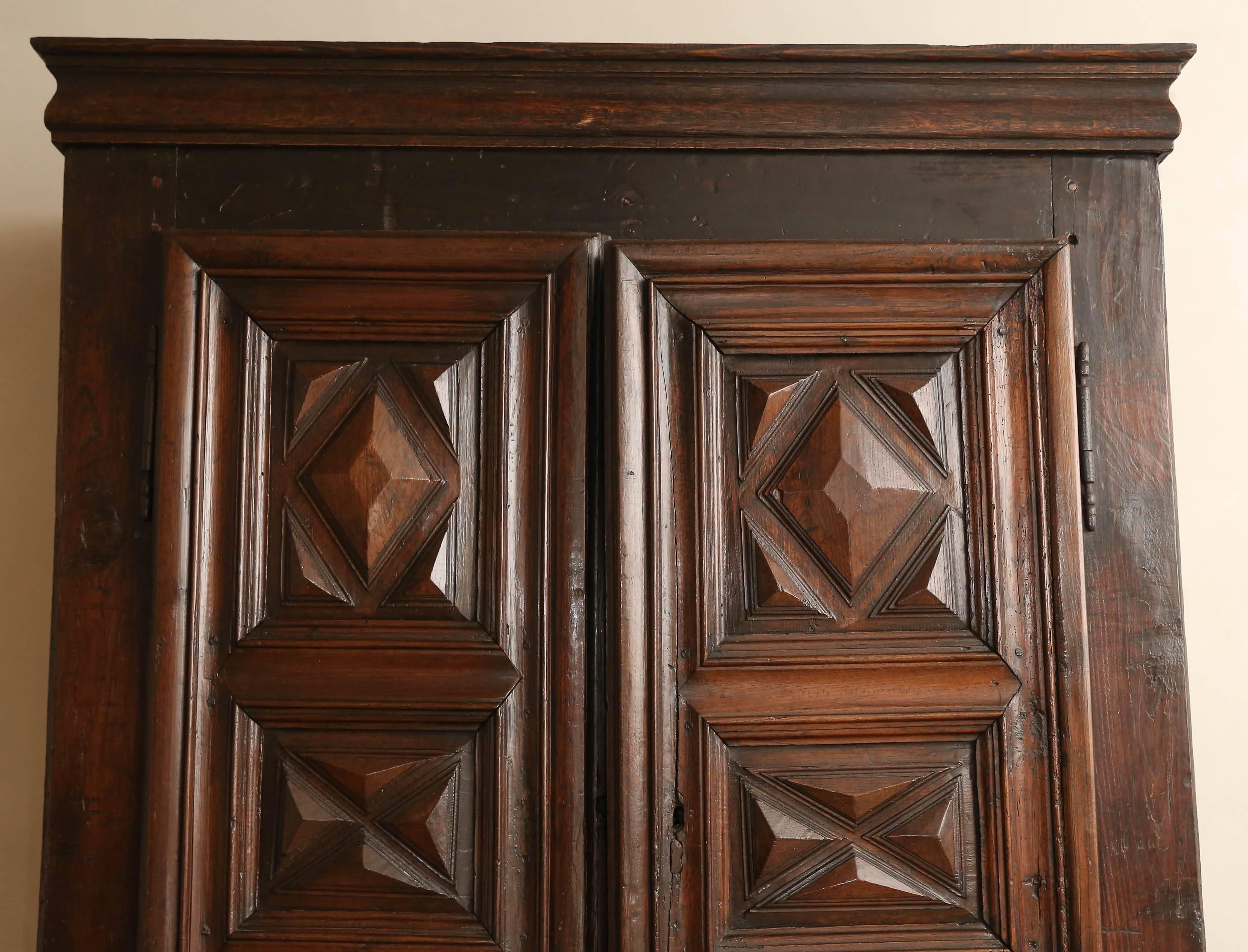 18th Century Louis XIII Walnut Cabinet or Armoire In Excellent Condition In Houston, TX