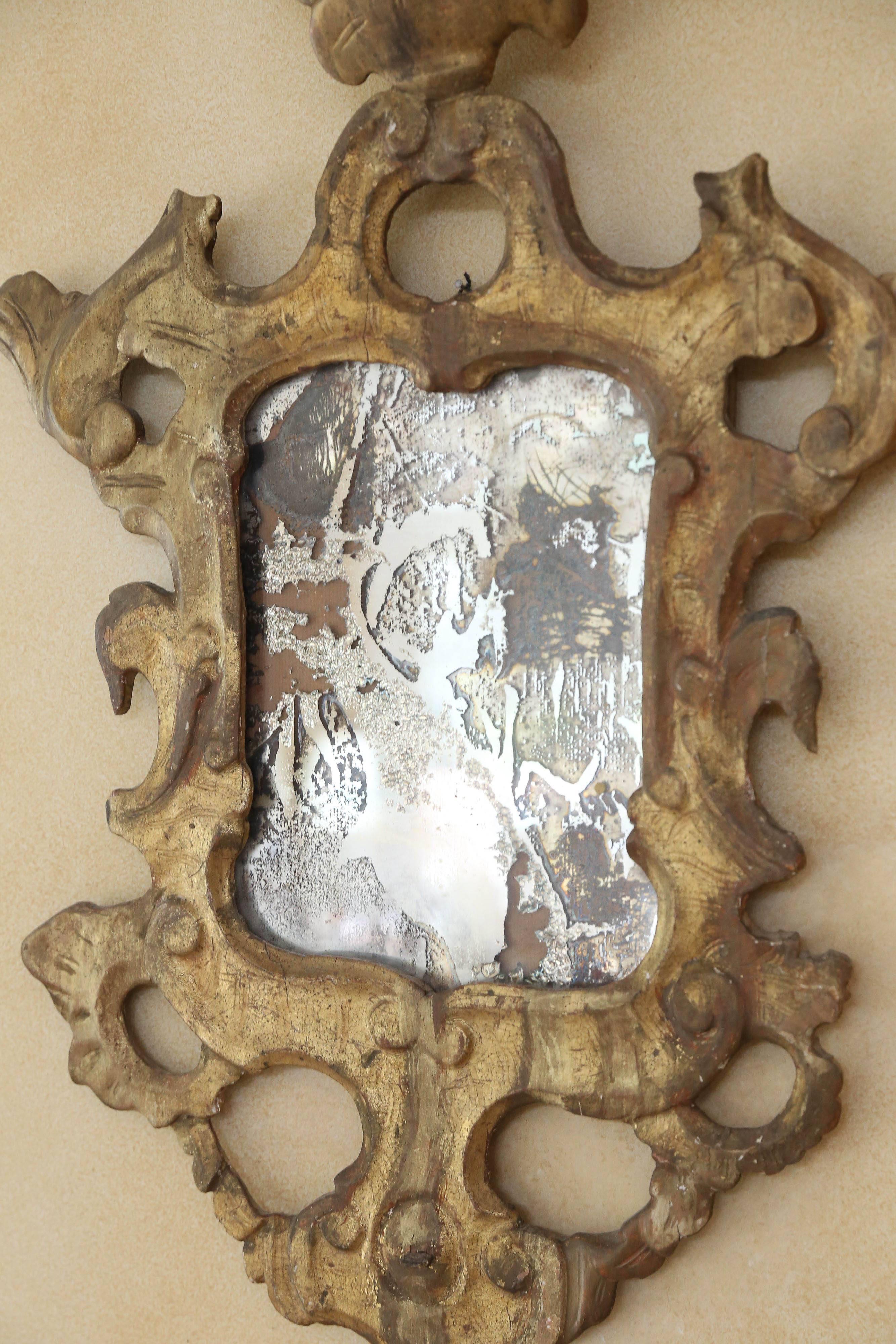 18th Century and Earlier Pair of 18th Century Venetian Mirrors with Original Mercury Glass
