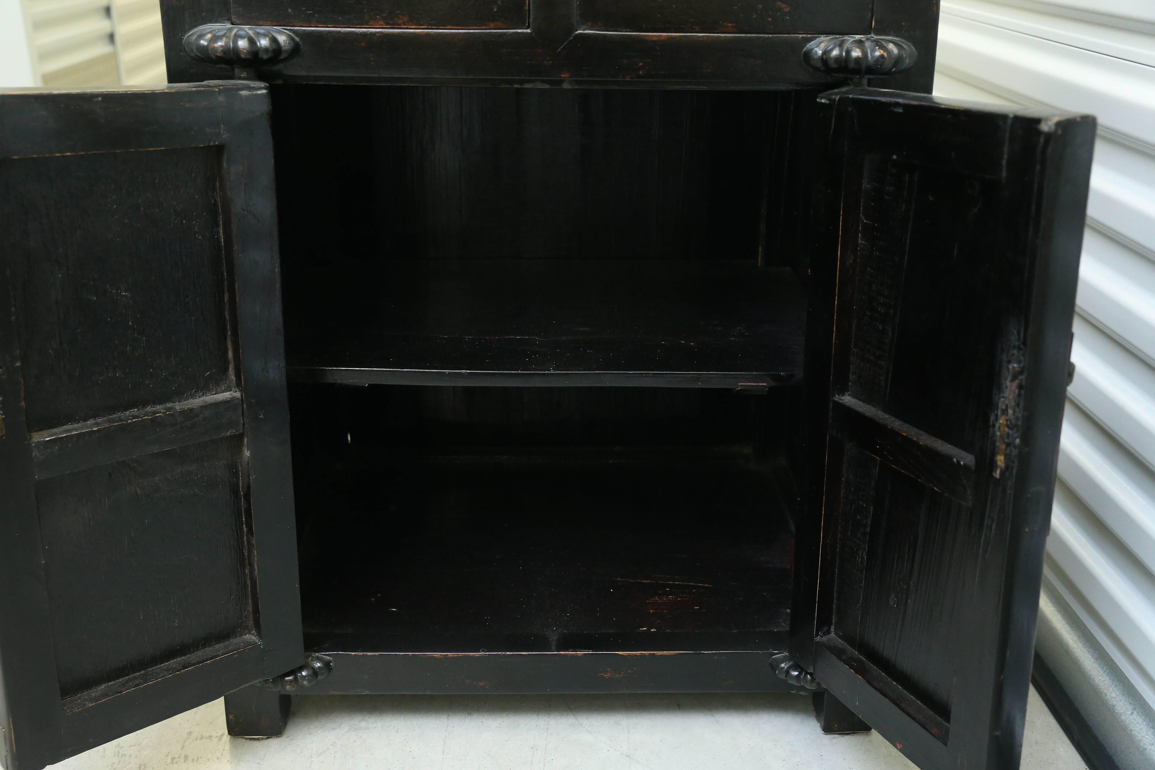 20th Century Black Lacquer Bedside Cabinet