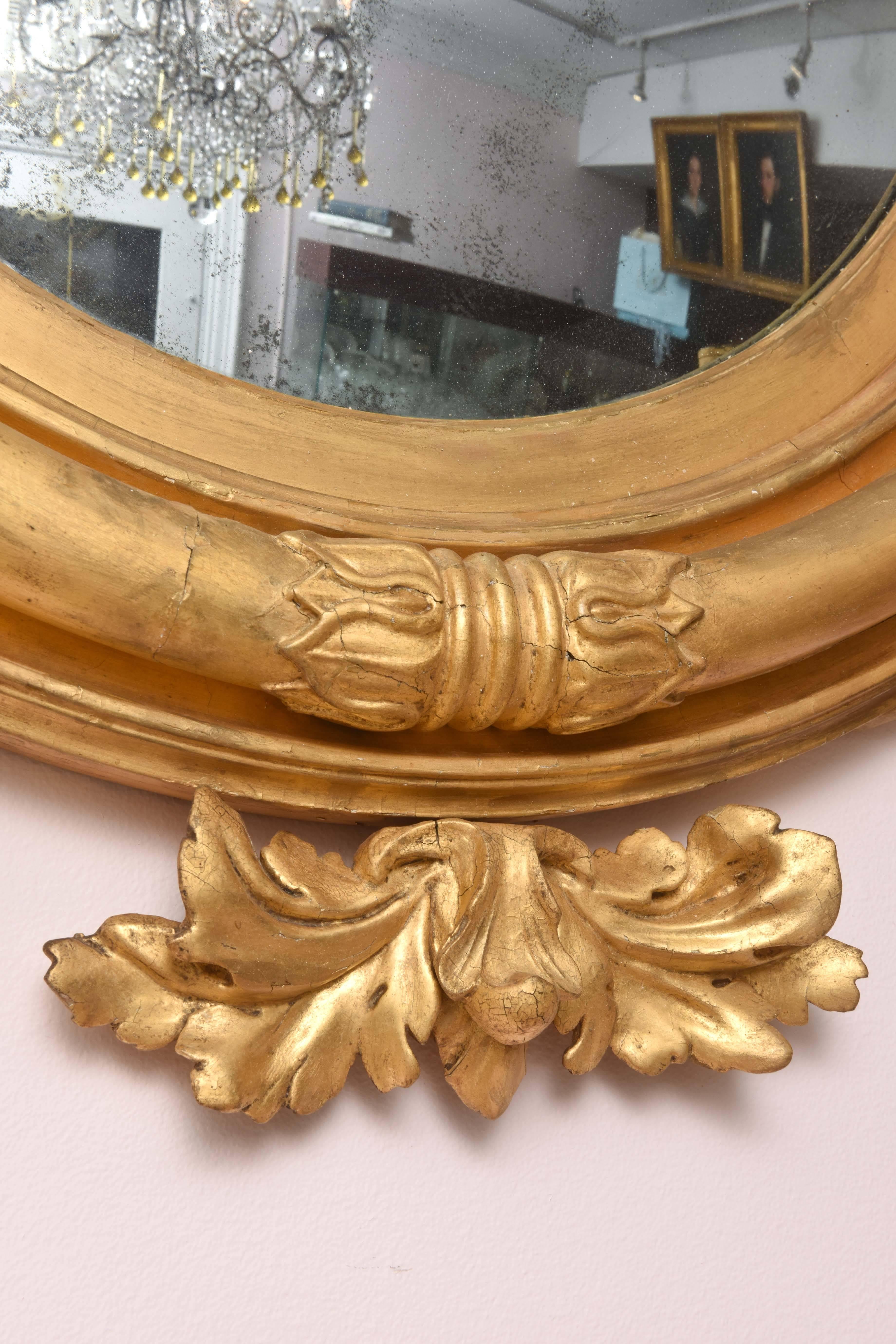 Gold Leaf Authentic Antique Regency Period Mirror, Carved Wood, Heavily Gilded, circa 1820