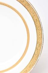 12 Antique Soup Bowls, Limoges France, Thick Gilded Rims and White Porcelain