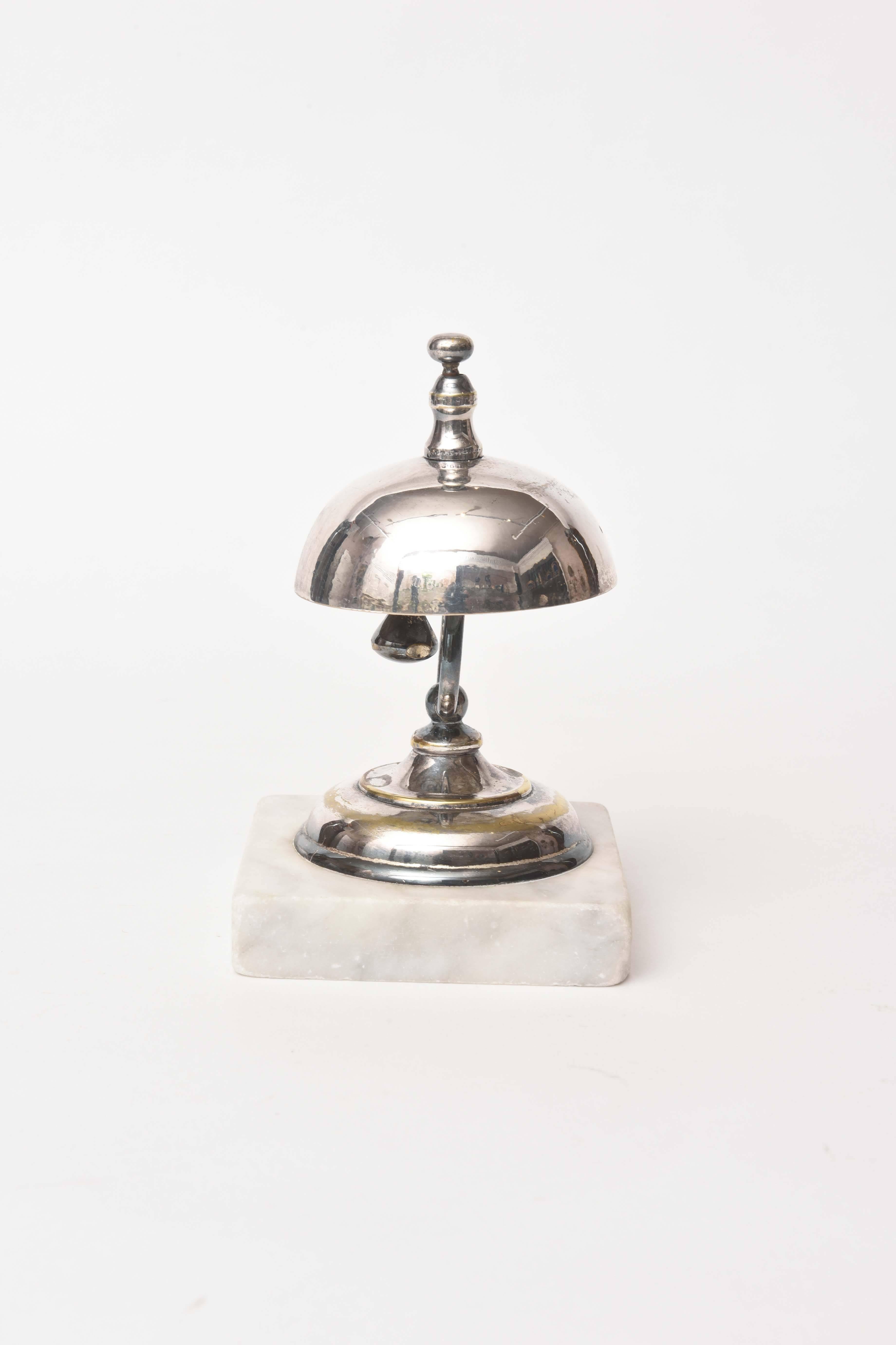 Hand-Crafted Vintage Dinner or Service Bell, Marble Base
