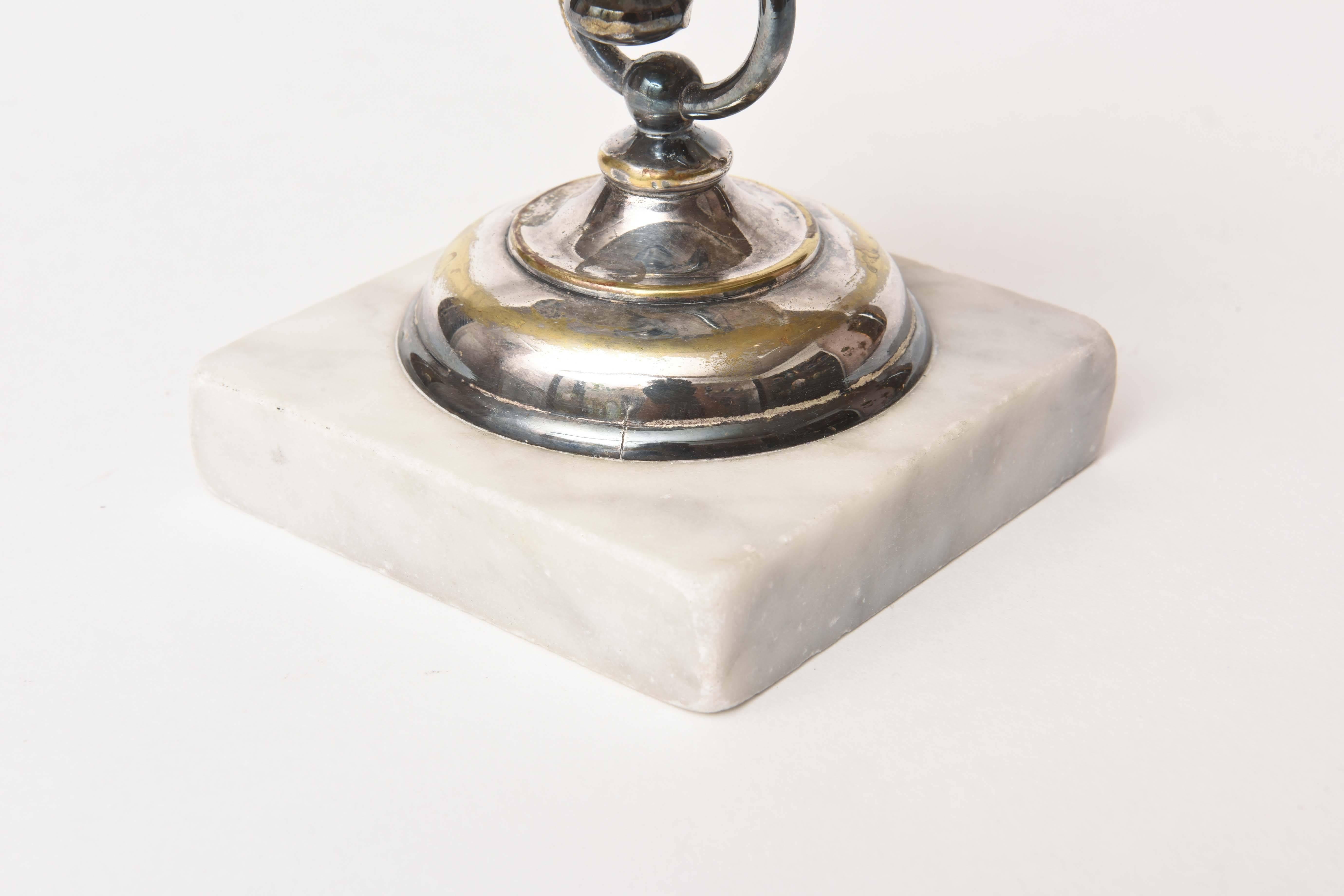 Vintage Dinner or Service Bell, Marble Base In Good Condition In West Palm Beach, FL
