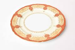 Eight Vintage Orange and Gilt Dinner Plates