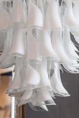 Mazzega Design White Feather Murano Chandelier from Italy
