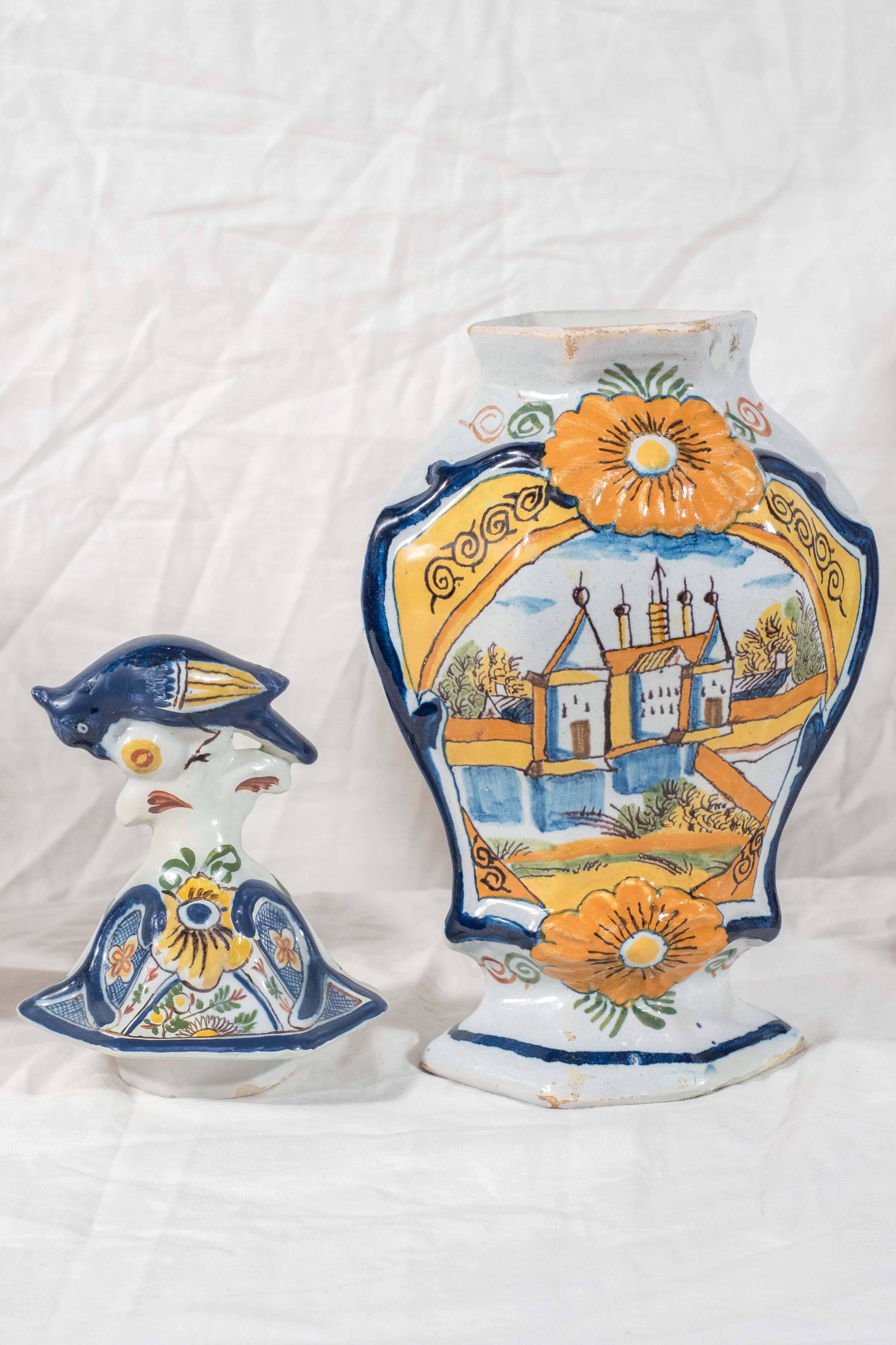  Garniture of Five Delft Vases Painted in Colorful Polychrome IN STOCK 2