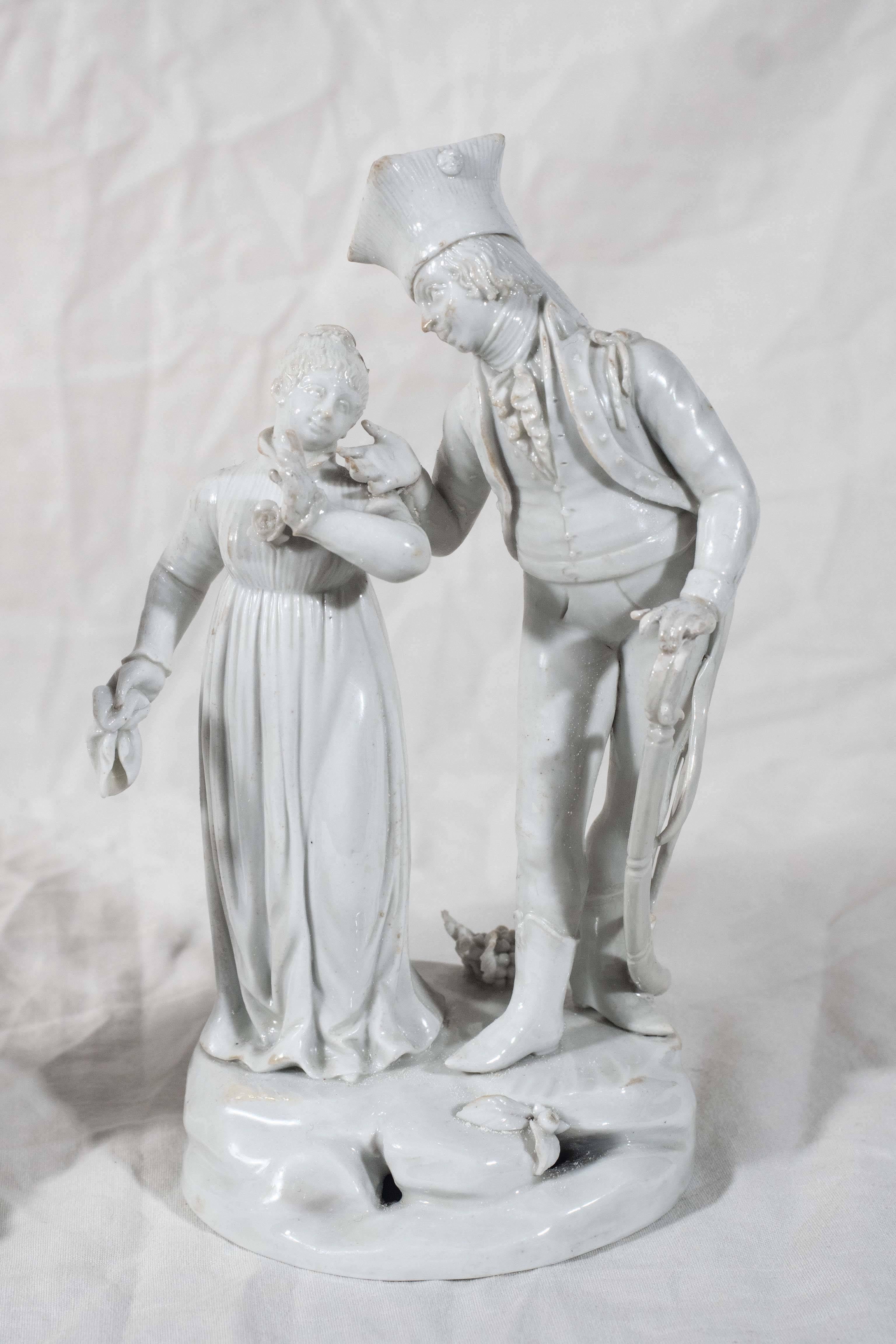 18th Century and Earlier Pair Antique Italian Porcelain Figures Early 19th Century Made by Le Nove For Sale