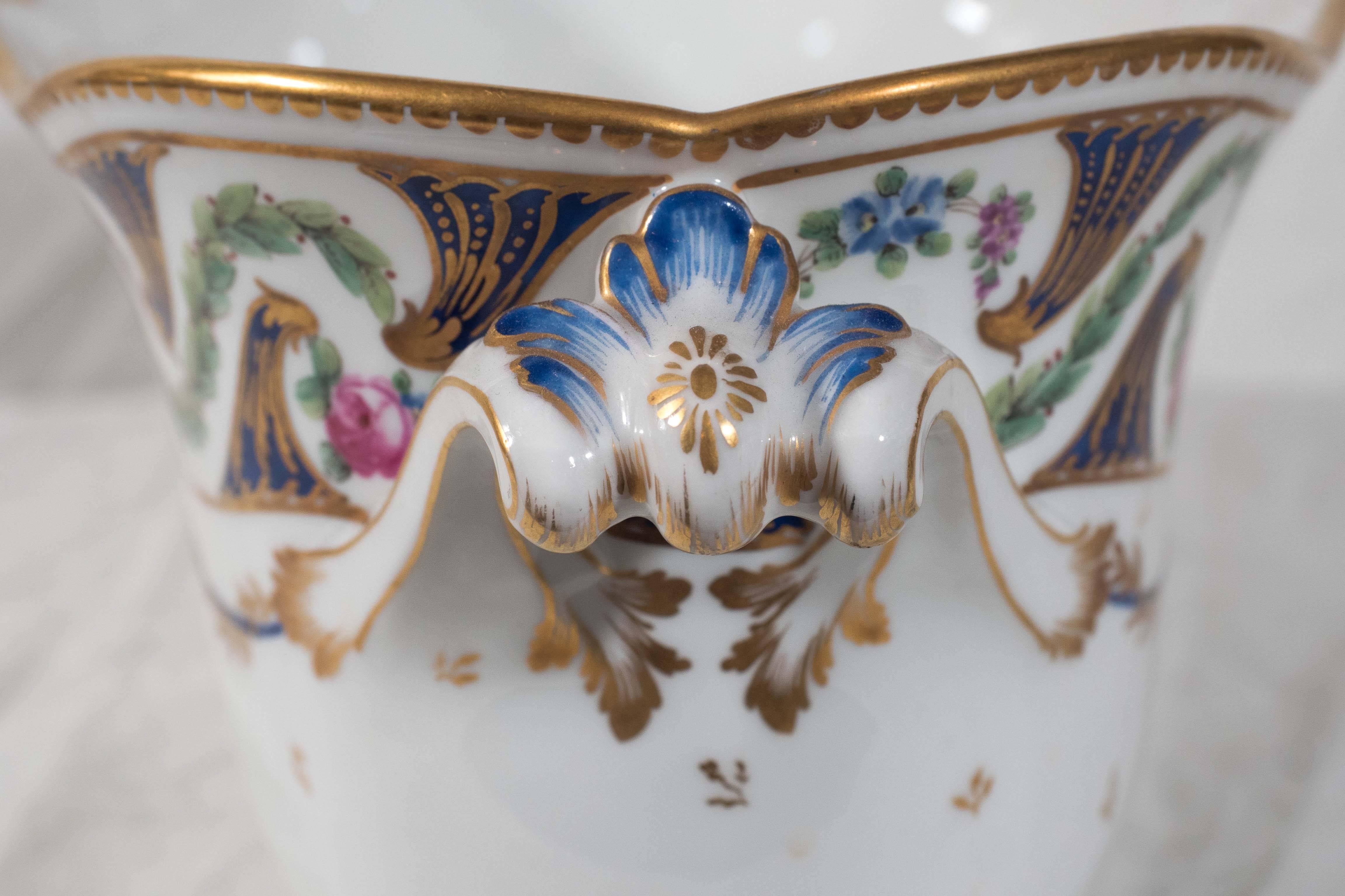 Porcelain Antique French Planter in Sevres Style