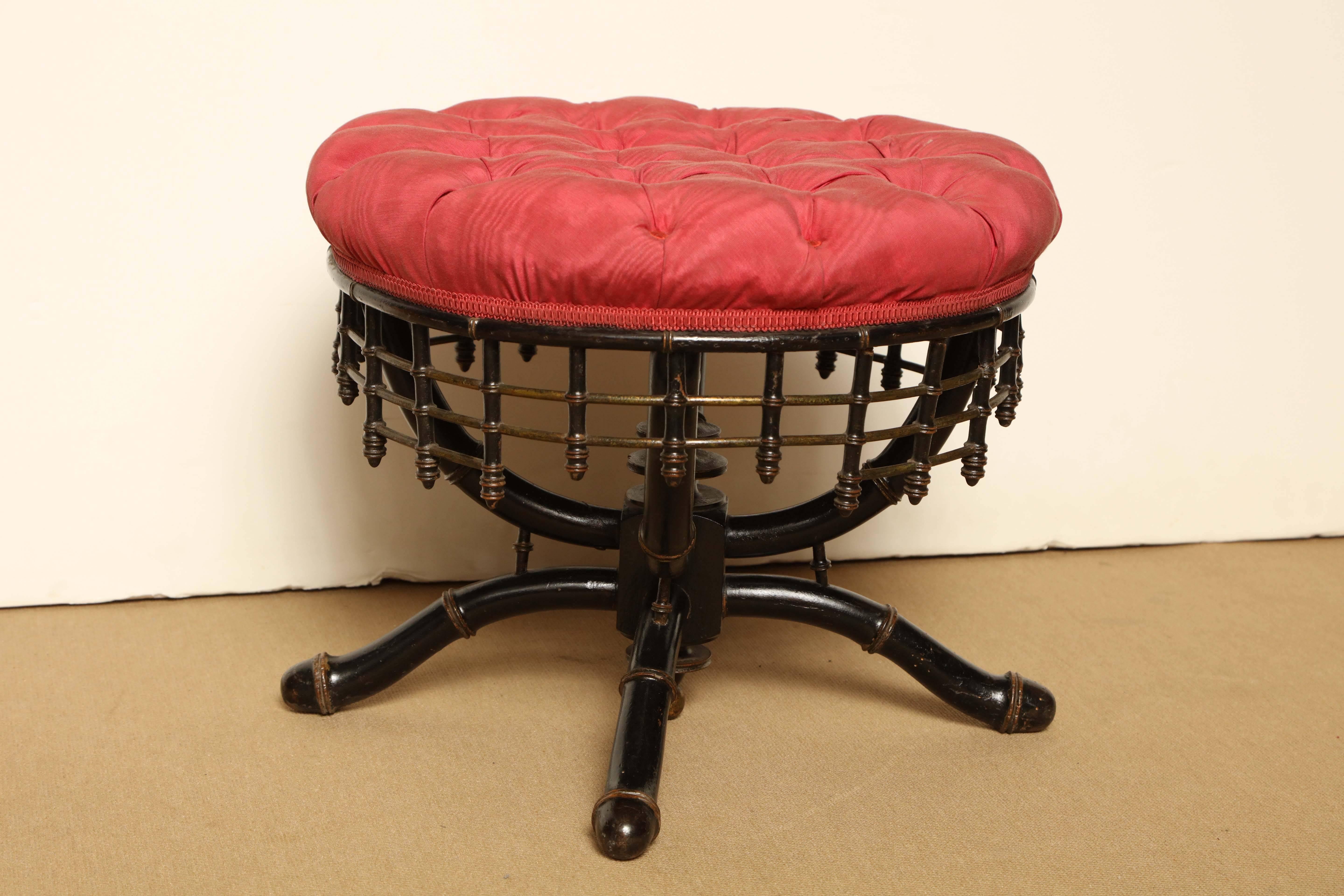 19th Century Napoleon III, Faux Bamboo and Ebonized Stool In Good Condition In New York, NY