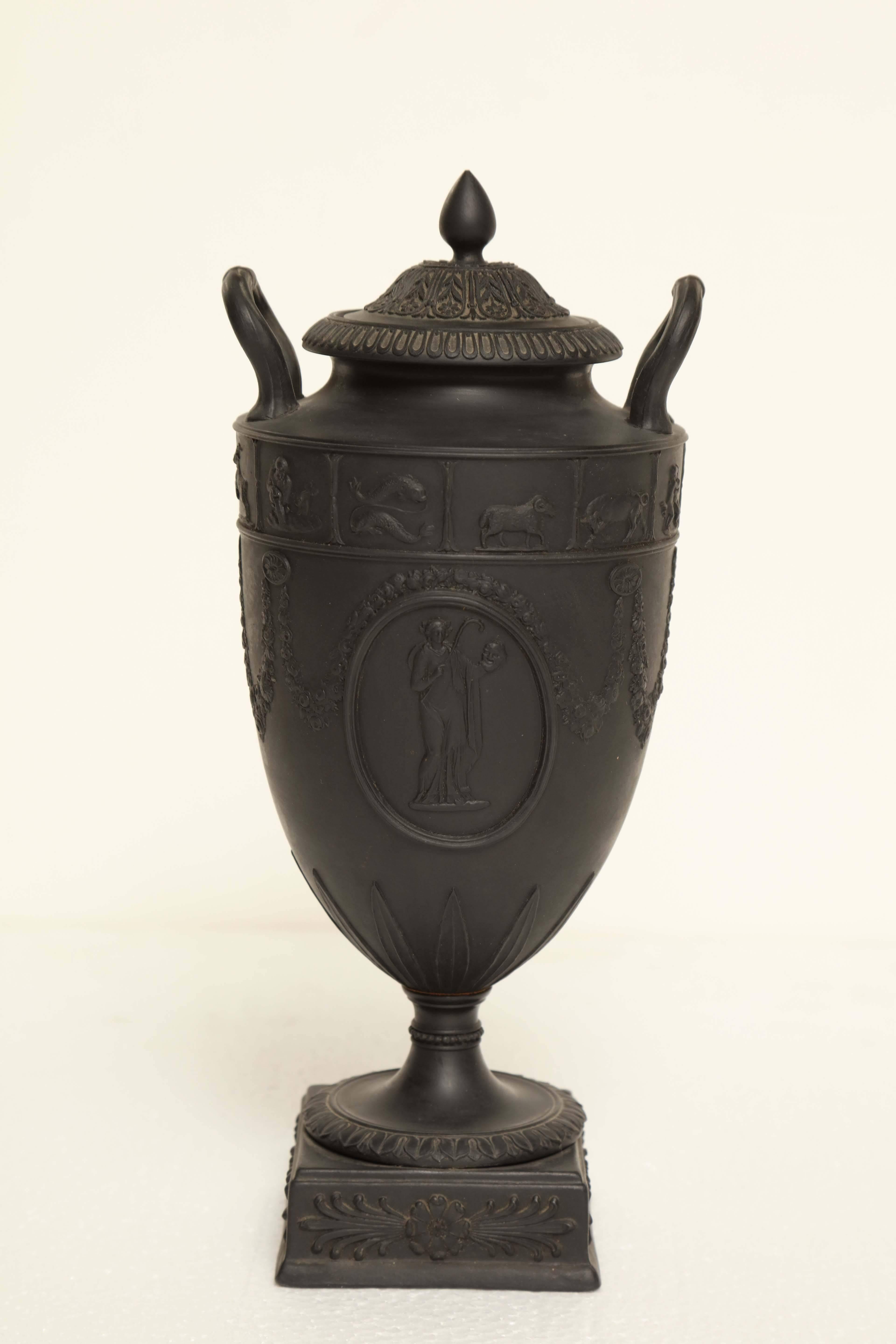 Early 19th Century Wedgwood Black Basalt Urn with Lid 3