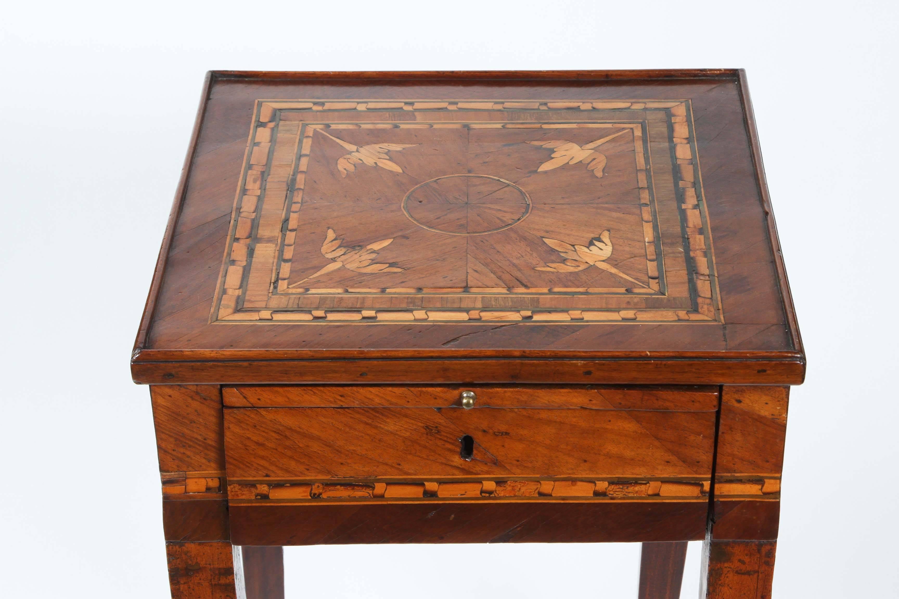 Neoclassical Unusual Small Italian Inlaid Walnut Table, circa 1790