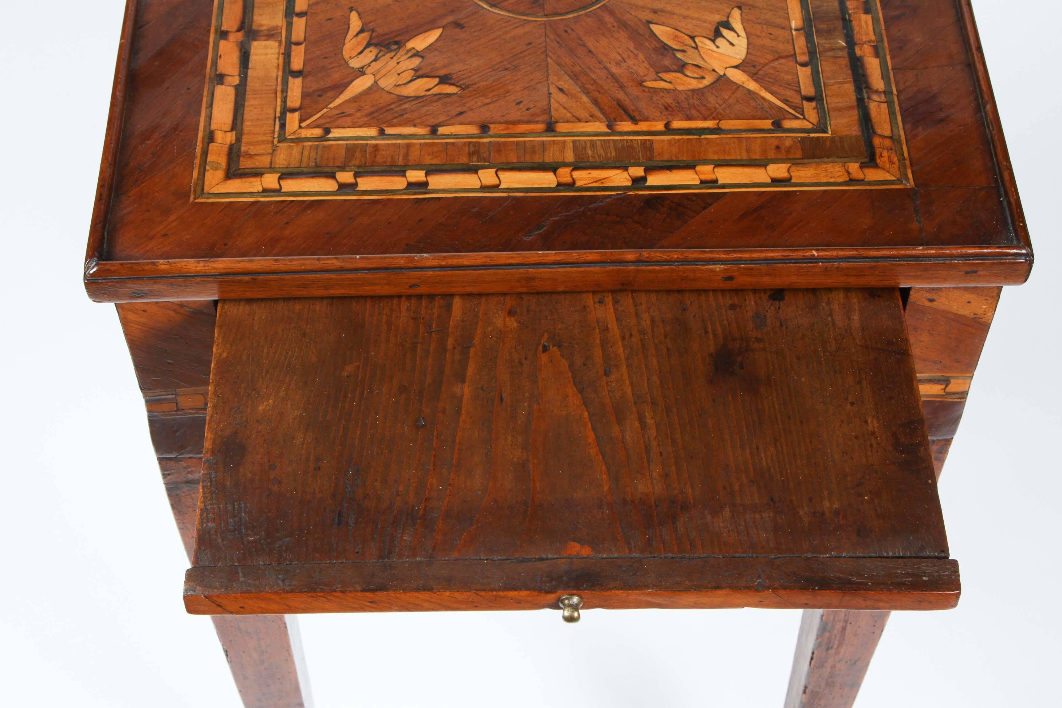 Inlay Unusual Small Italian Inlaid Walnut Table, circa 1790