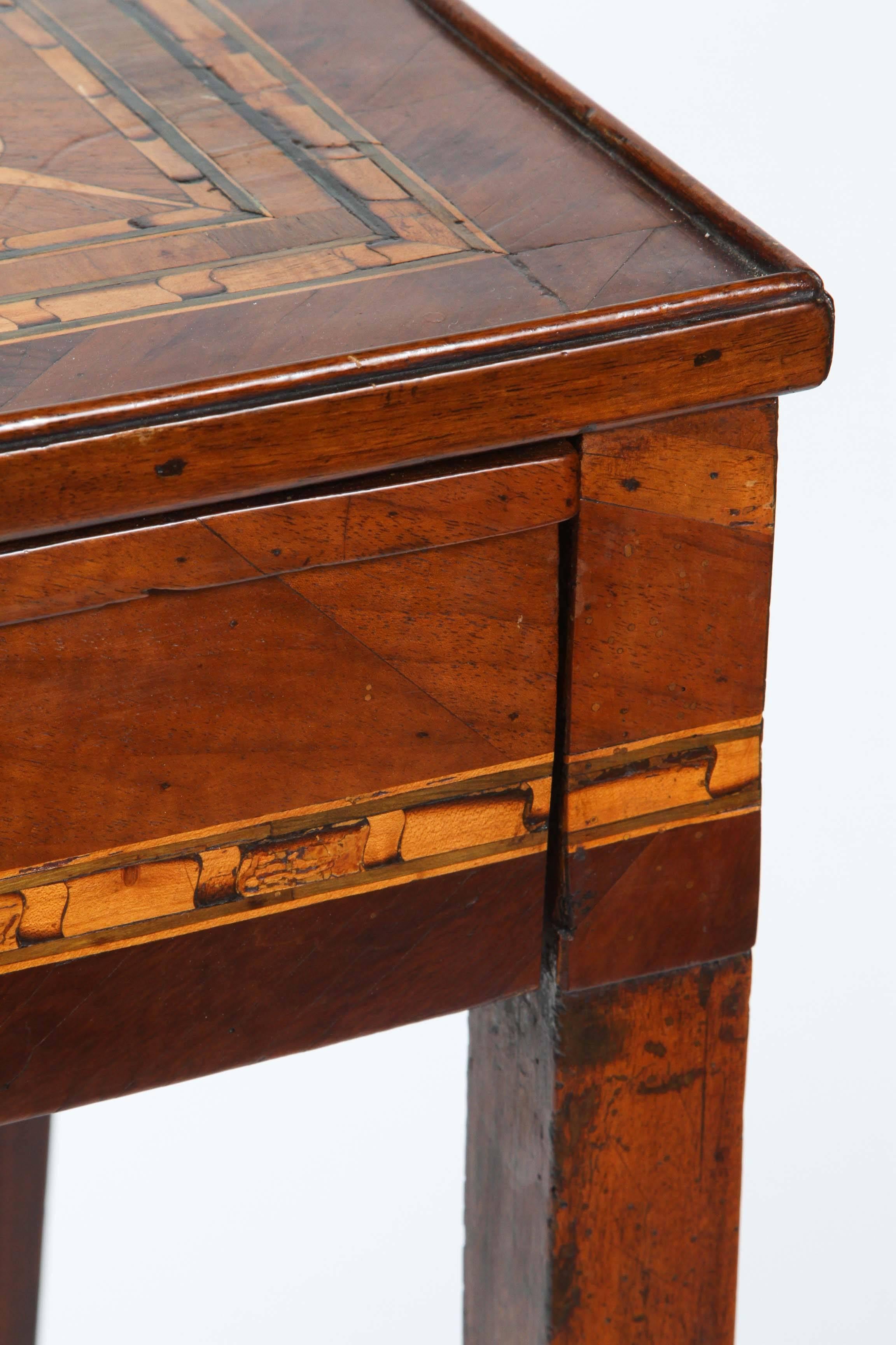 18th Century Unusual Small Italian Inlaid Walnut Table, circa 1790