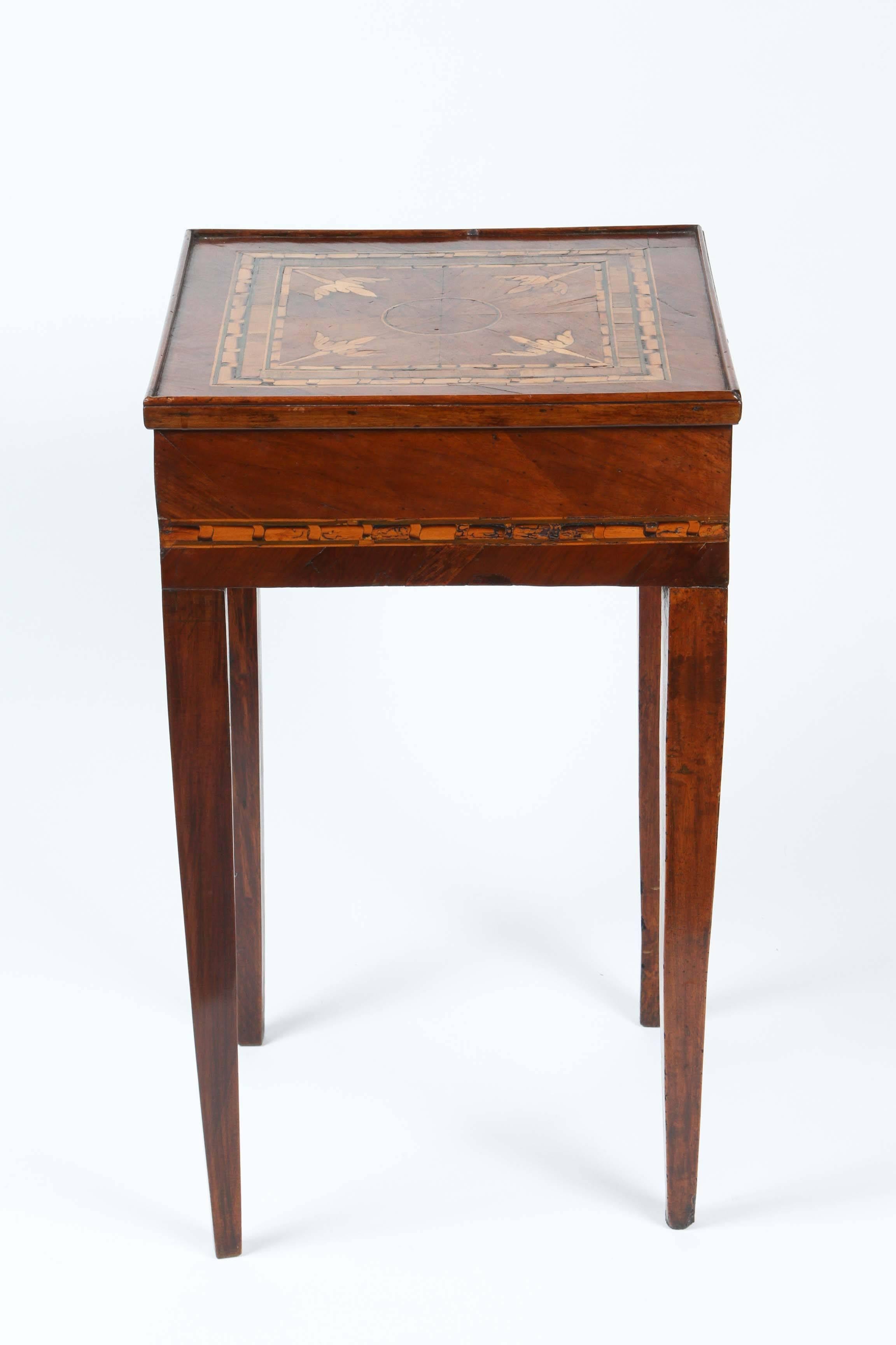 Unusual Small Italian Inlaid Walnut Table, circa 1790 3