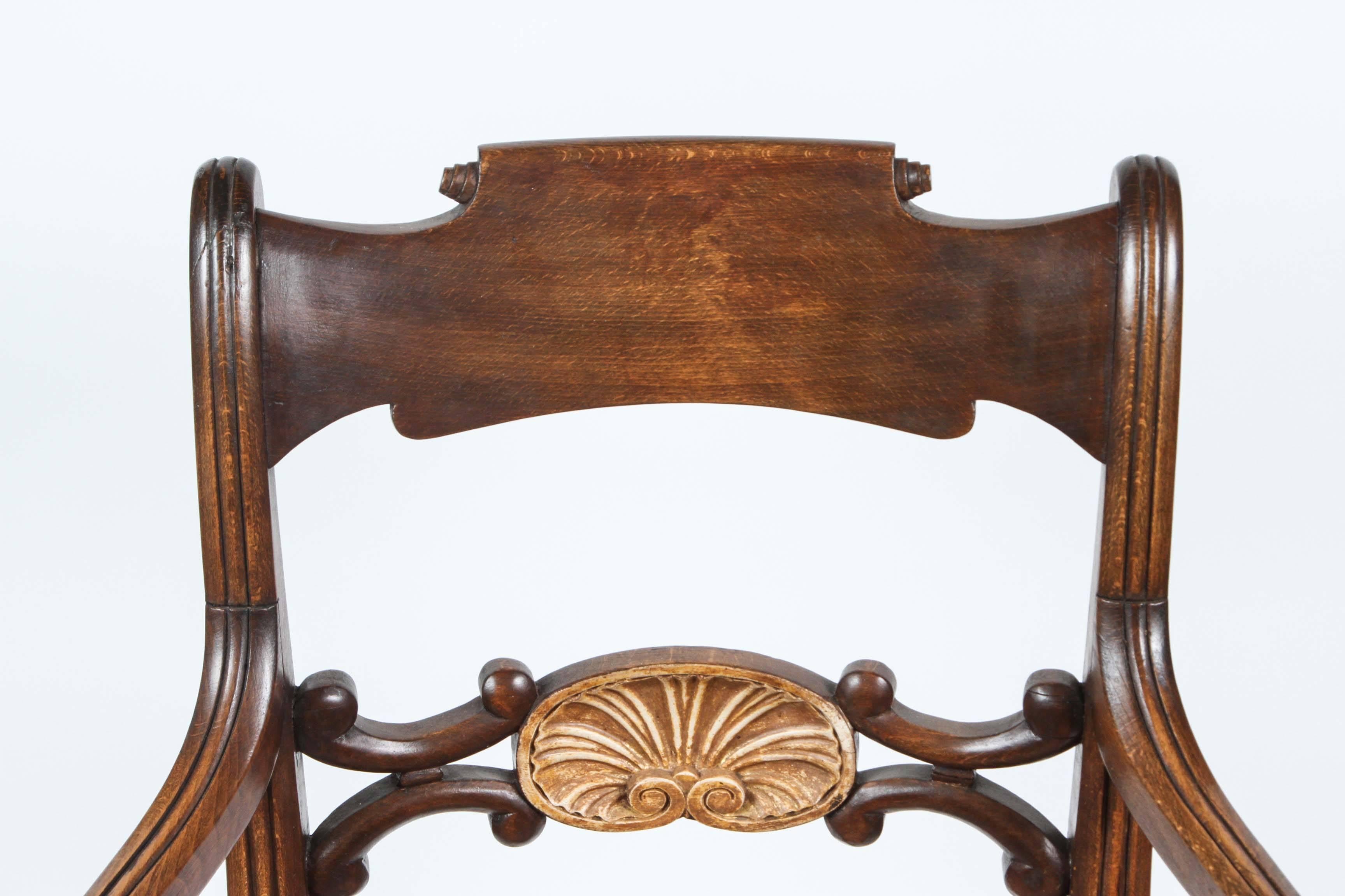 Caning Pair of English Regency Over-Scaled Mahogany Armchairs, circa 1820 For Sale