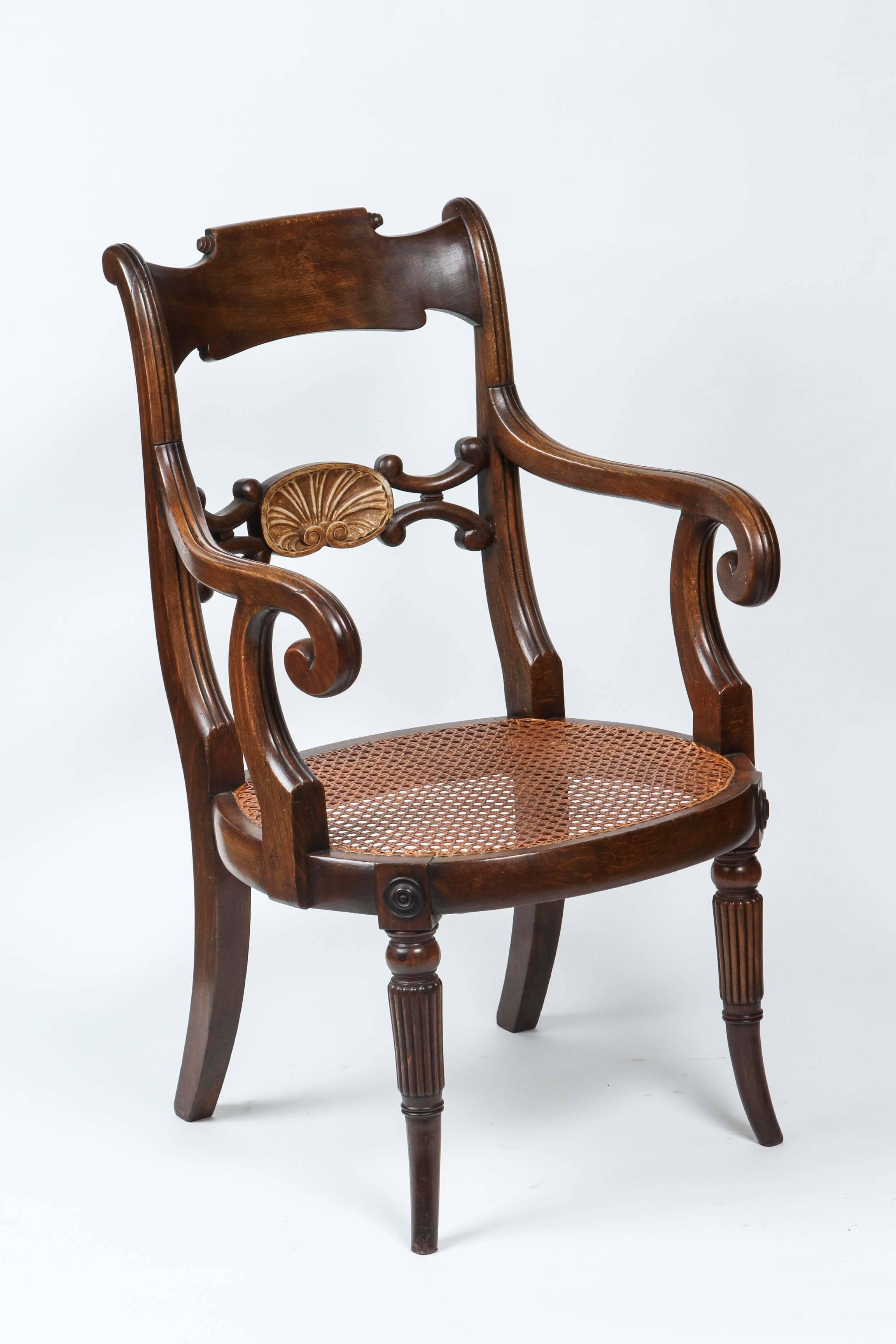 19th Century Pair of English Regency Over-Scaled Mahogany Armchairs, circa 1820 For Sale