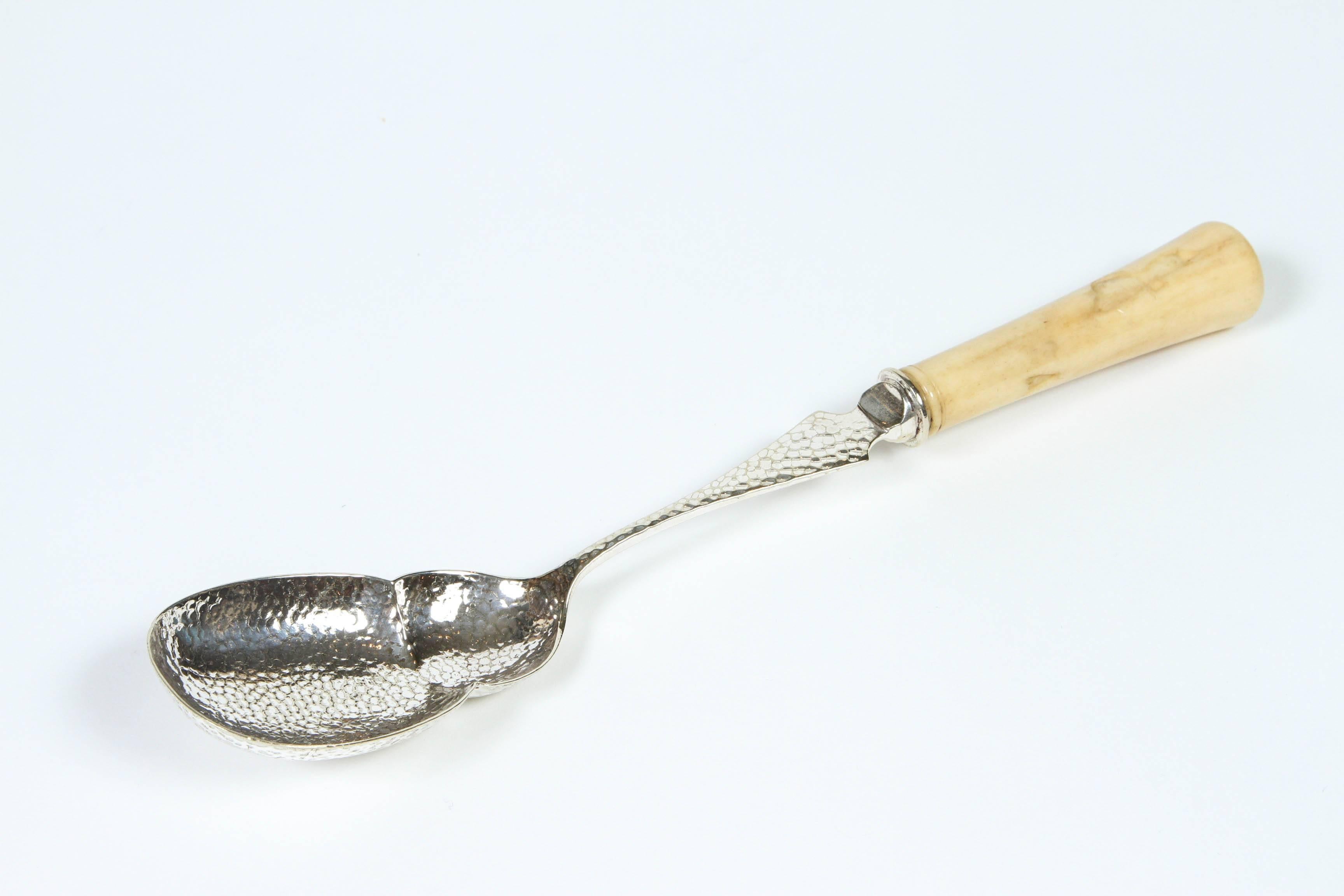 Antique Silver Plate Salad Servers with Bone Handle 1