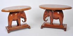 Pair of Decorative Carved Elephant Side Tables