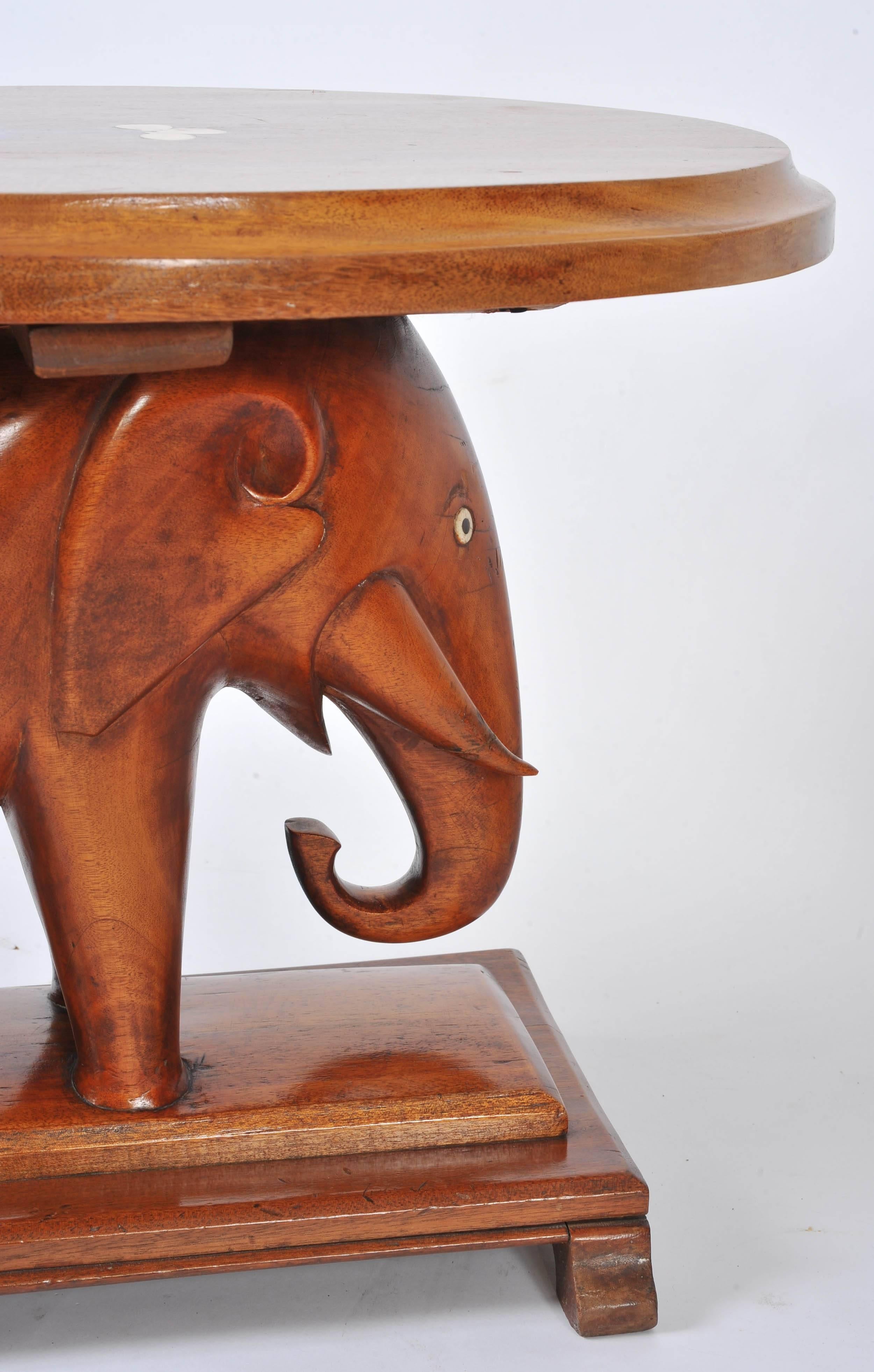 Bone Pair of Decorative Carved Elephant Side Tables