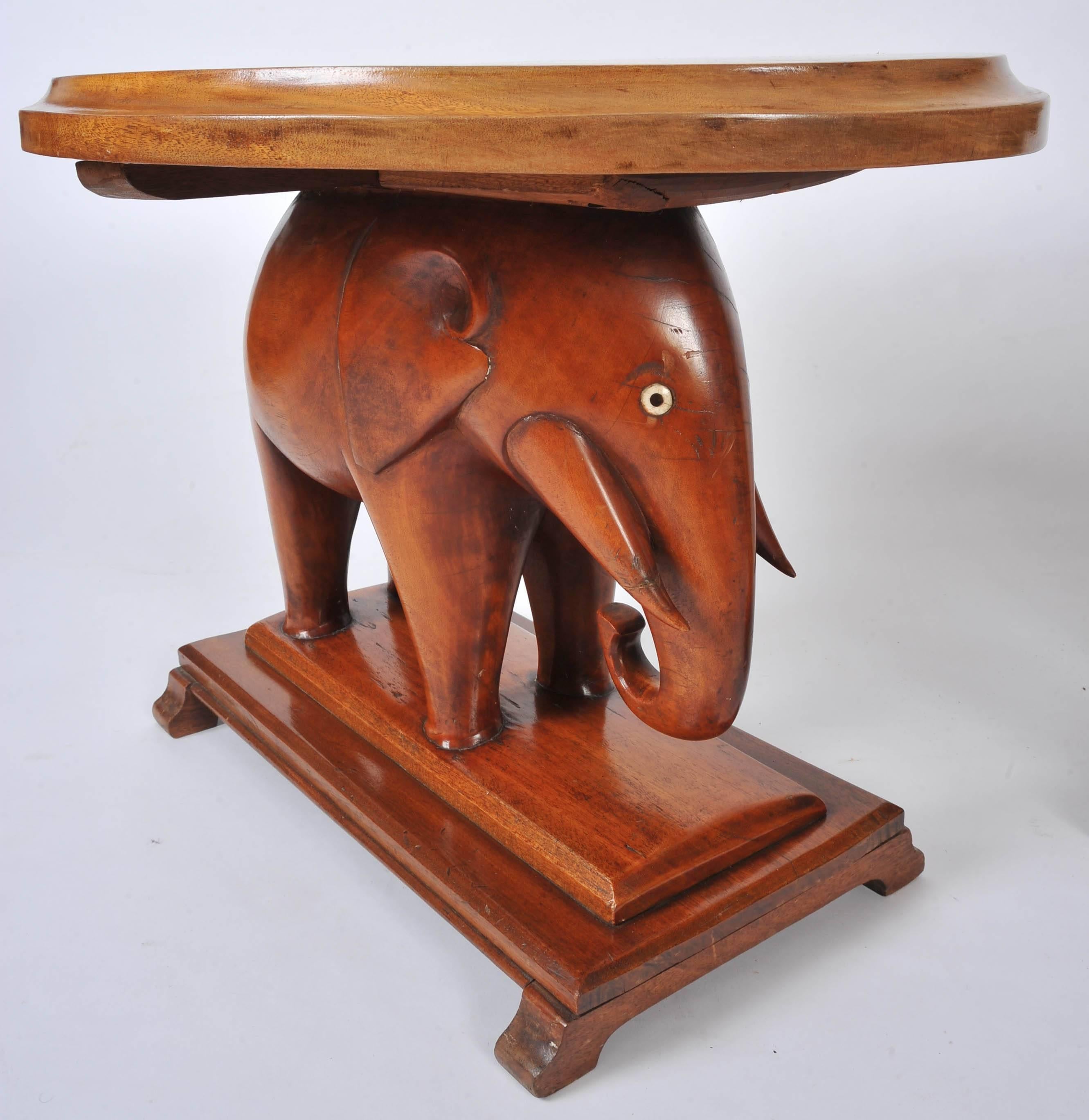 Pair of Decorative Carved Elephant Side Tables 1