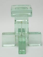 Mid-Century Modern Imperial Imagineering Sculptural Solid Glass Block Side Table