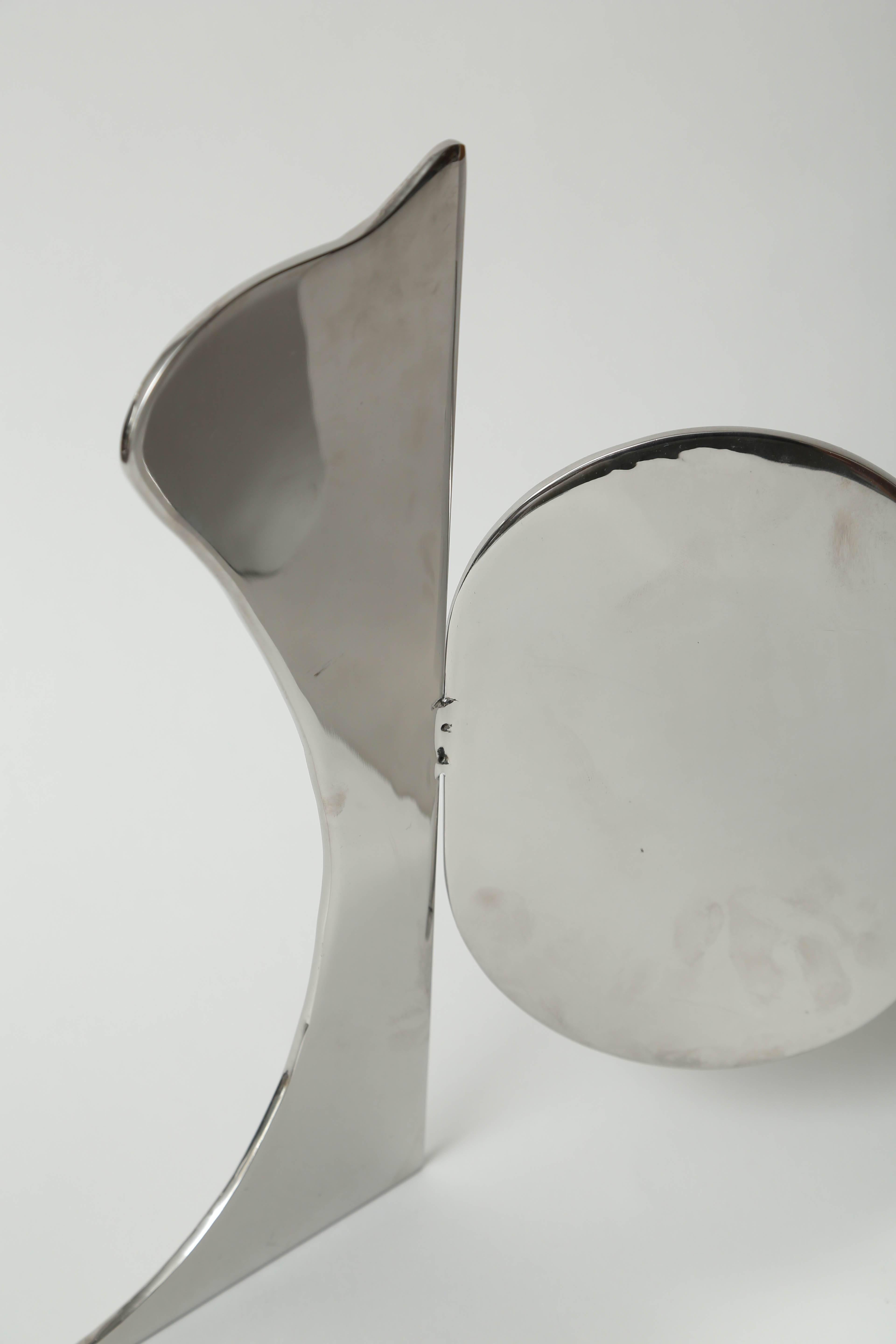 American Sleek Mid-Century Modern Jack Schuyler Abstract Polished Steel Sculpture  For Sale