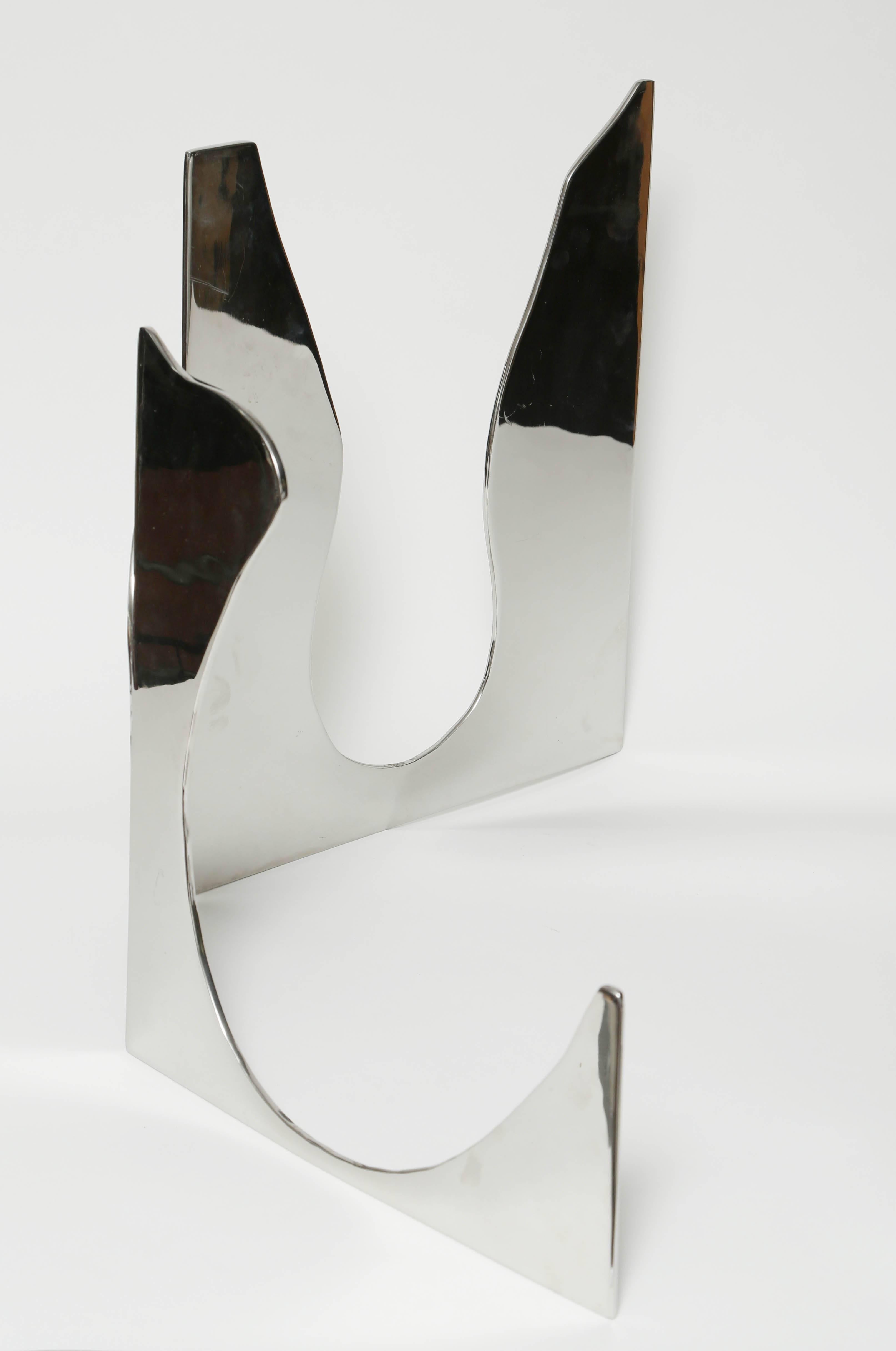 Sleek Mid-Century Modern Jack Schuyler Abstract Polished Steel Sculpture  For Sale 1