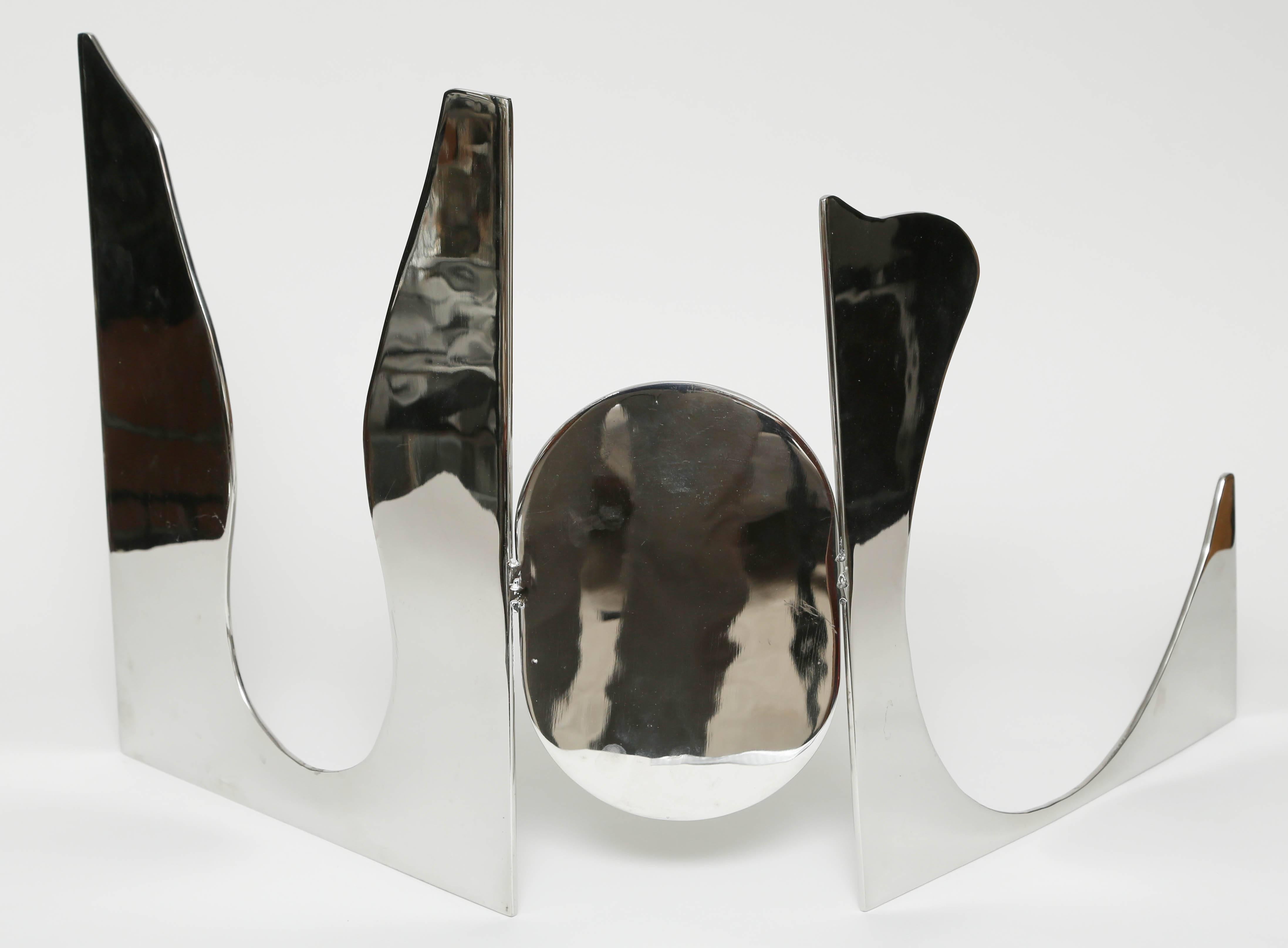 Sleek Mid-Century Modern Jack Schuyler Abstract Polished Steel Sculpture  For Sale 2