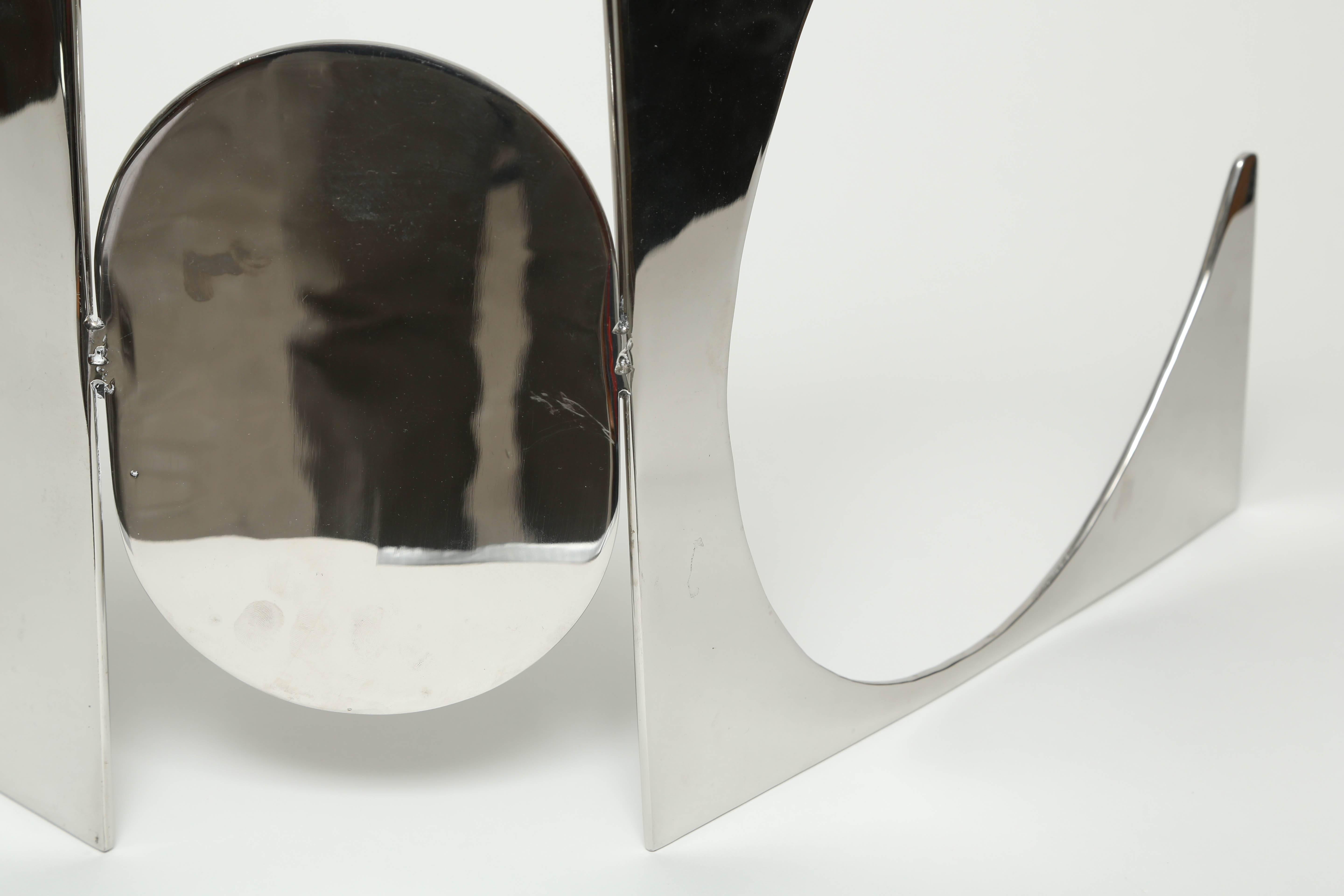 Sleek Mid-Century Modern Jack Schuyler Abstract Polished Steel Sculpture  For Sale 3