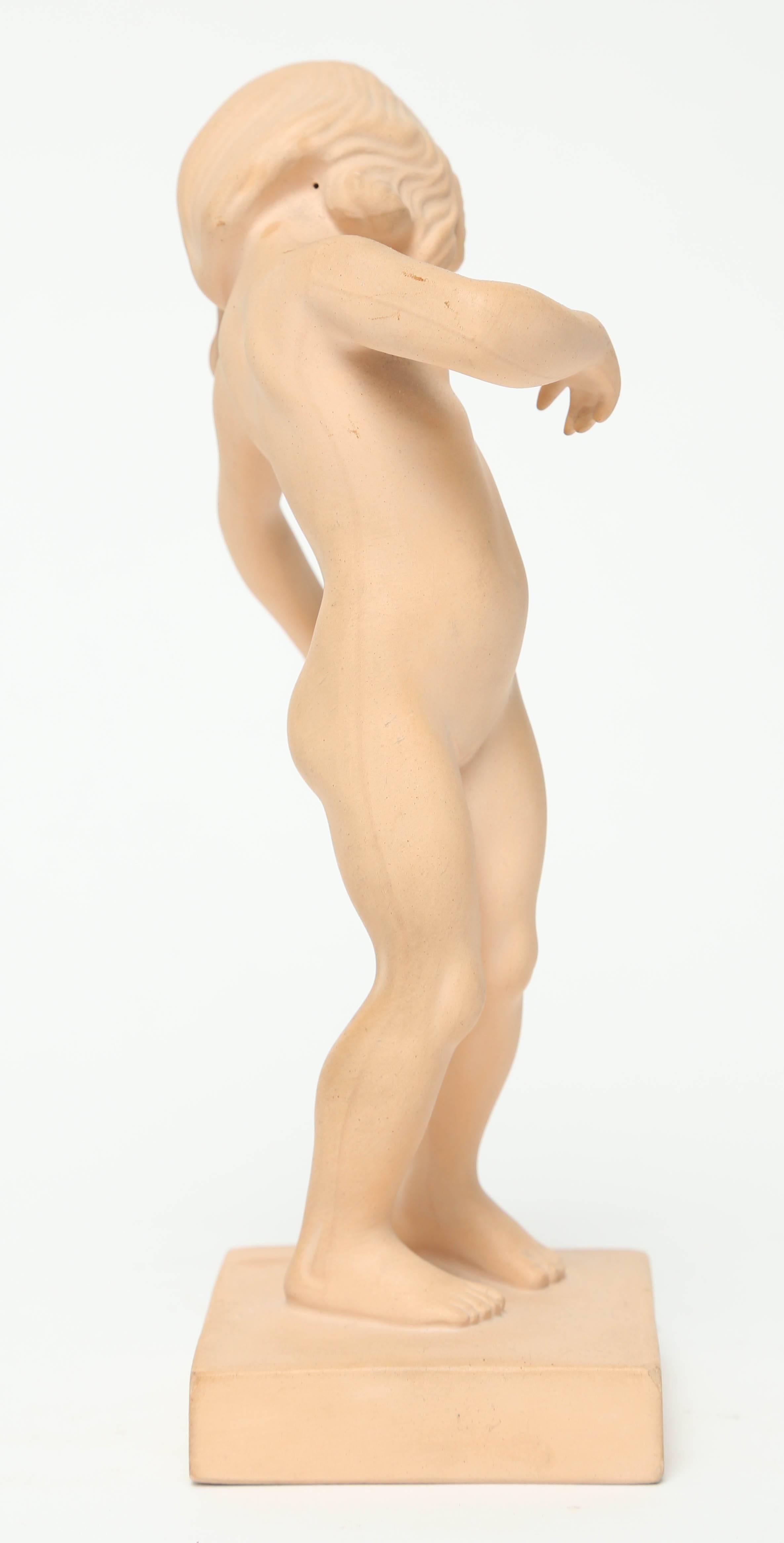 Molded Early 20th Century Art Deco Danish Kai Nielson Terracotta Modern Girl Sculpture For Sale