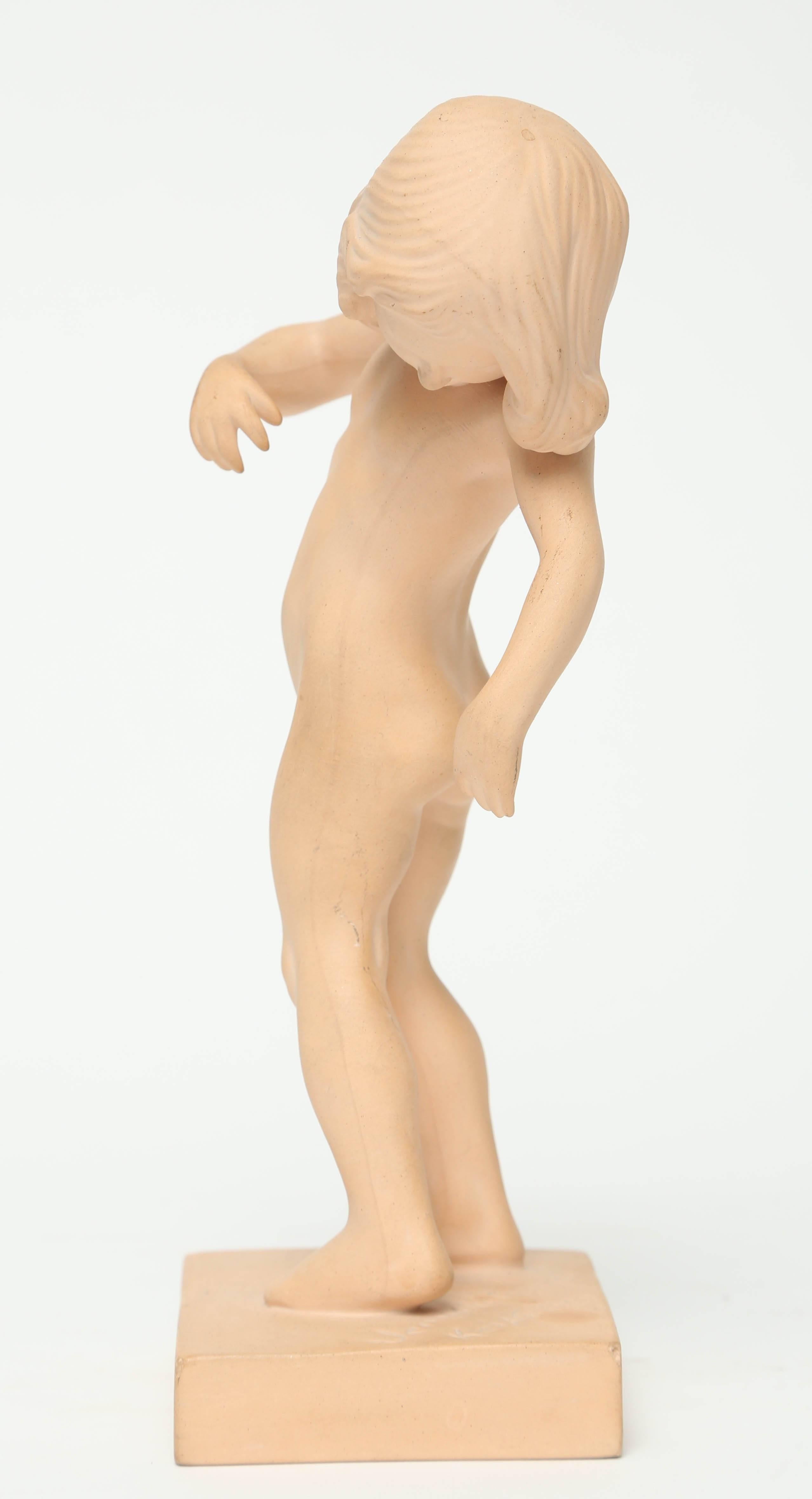 Early 20th Century Art Deco Danish Kai Nielson Terracotta Modern Girl Sculpture For Sale 1
