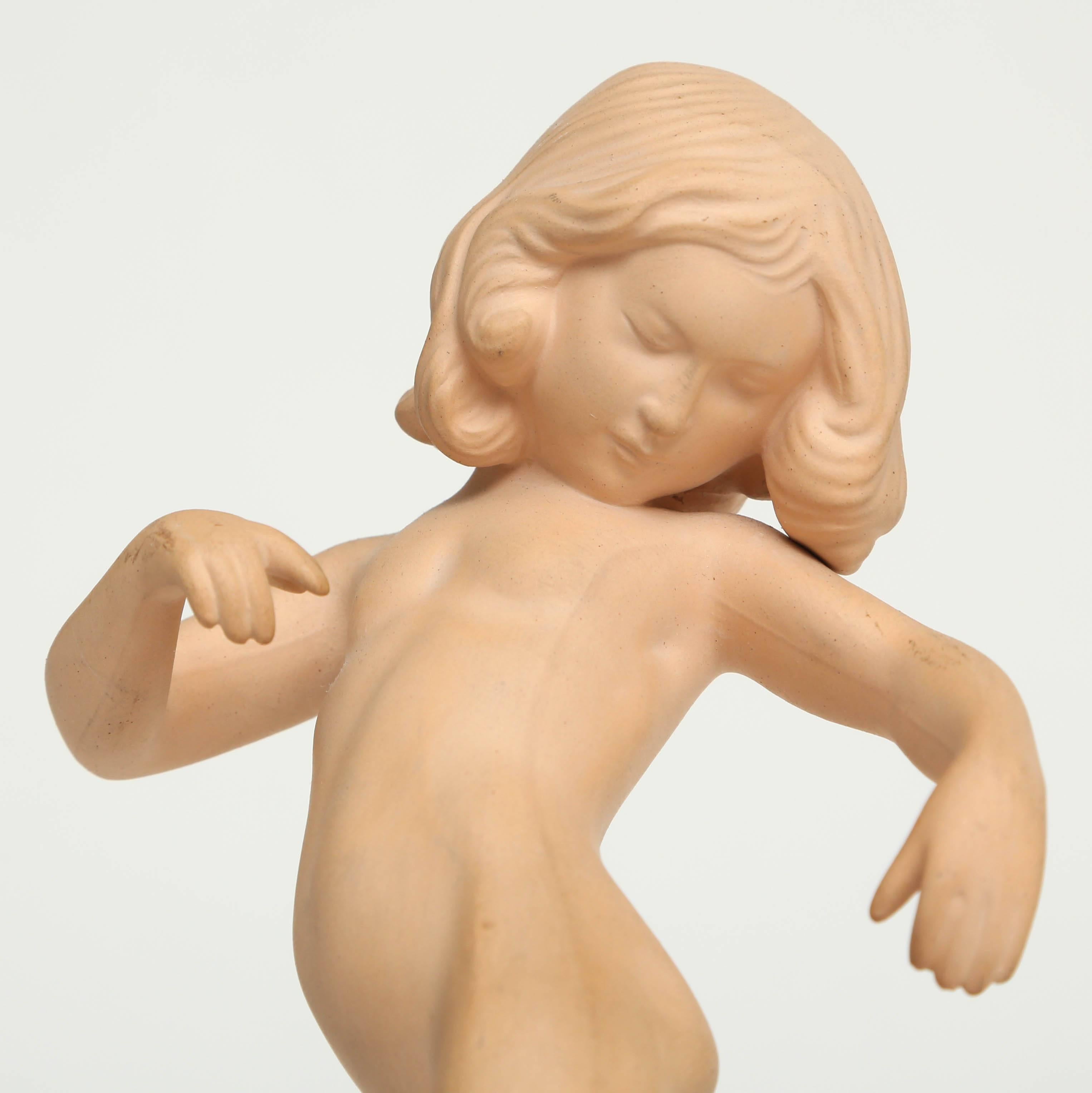 Early 20th Century Art Deco Danish Kai Nielson Terracotta Modern Girl Sculpture For Sale 2