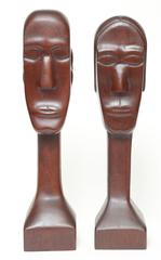 Mid-Century Modern Sculptural Primitive Folk Art Carved Wood Figures Zinzow 1969