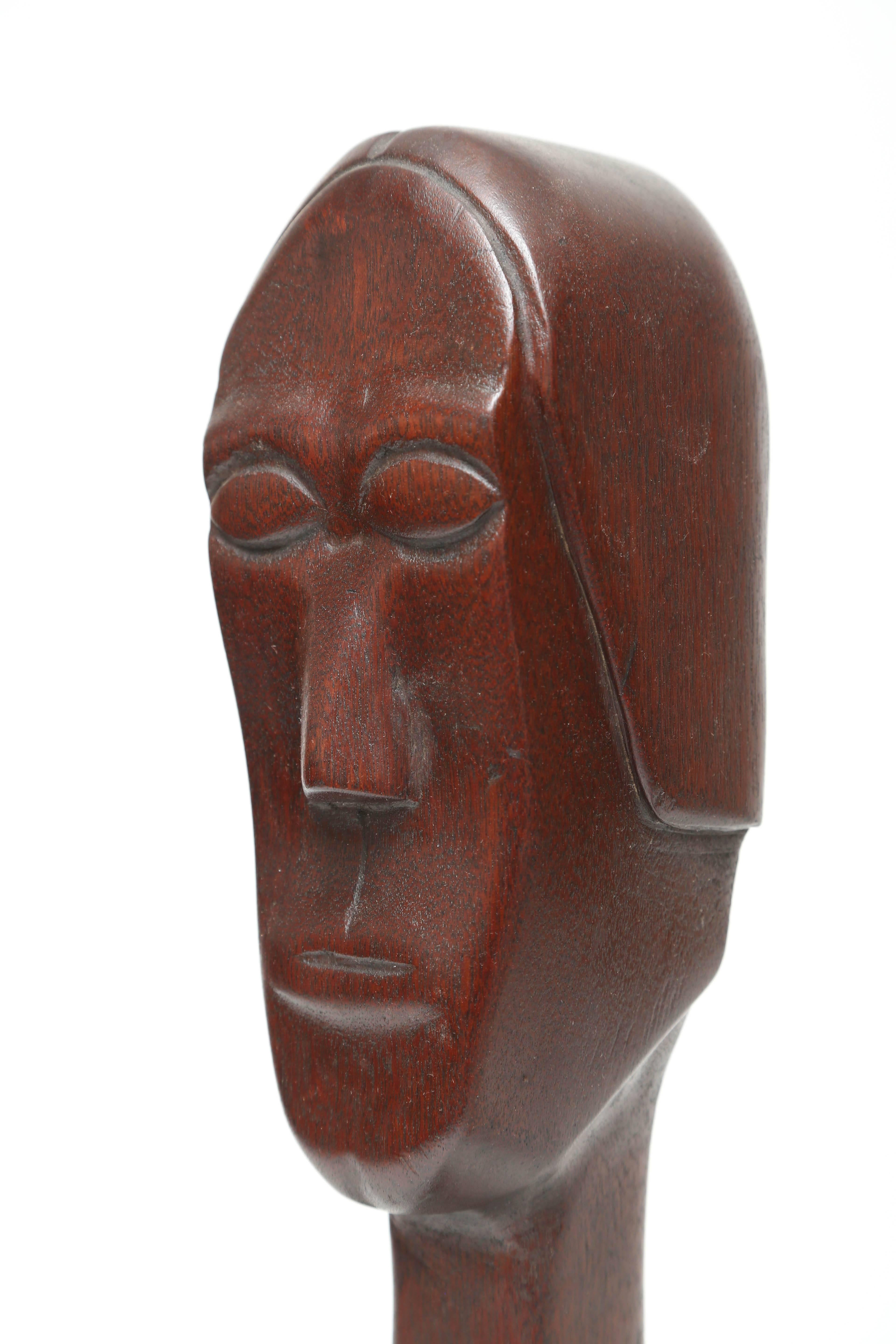 Hand-Carved Mid-Century Modern Sculptural Primitive Folk Art Carved Wood Figures Zinzow 1969 For Sale
