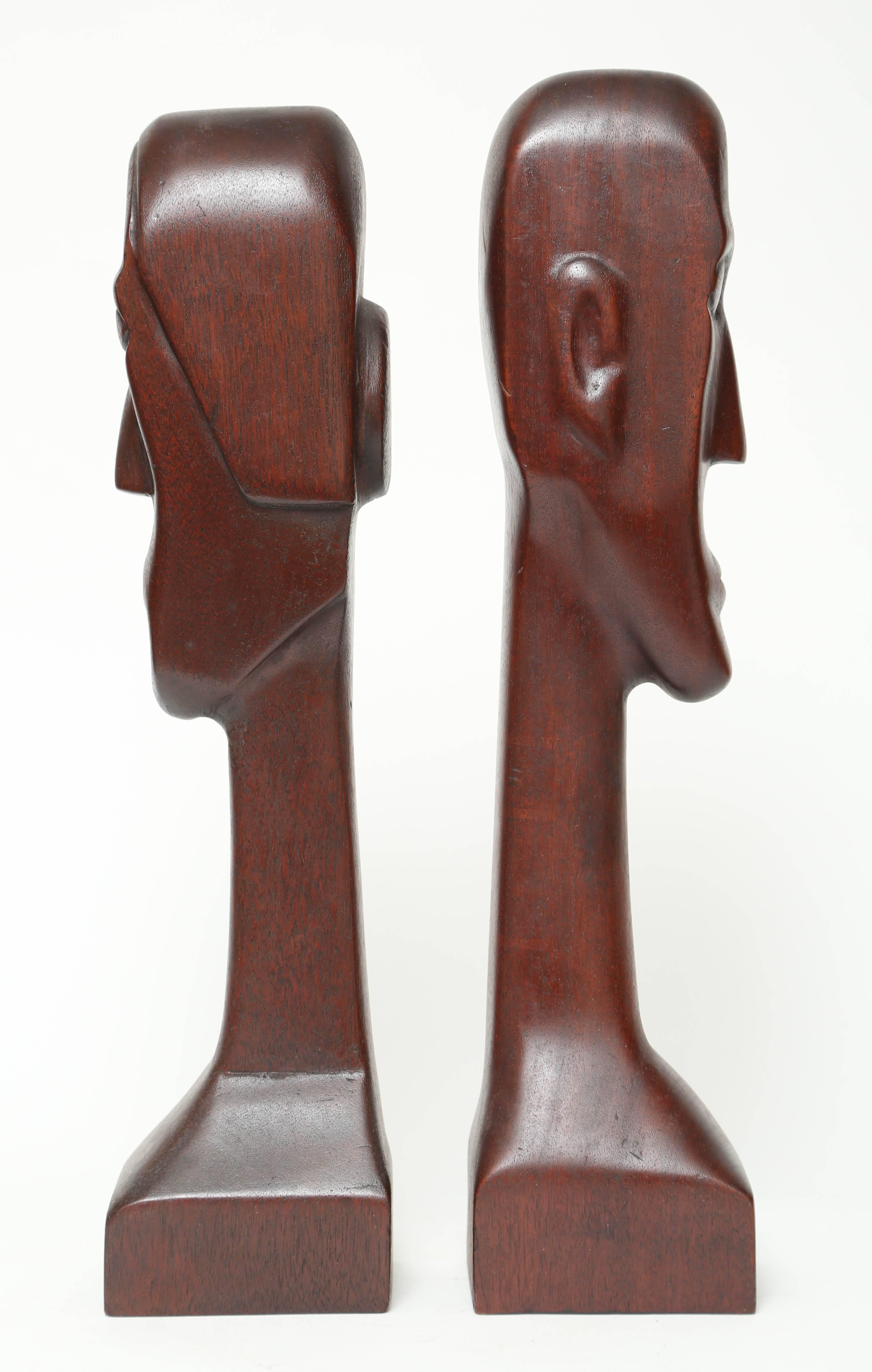 Mid-Century Modern Sculptural Primitive Folk Art Carved Wood Figures Zinzow 1969 In Good Condition For Sale In Miami, FL