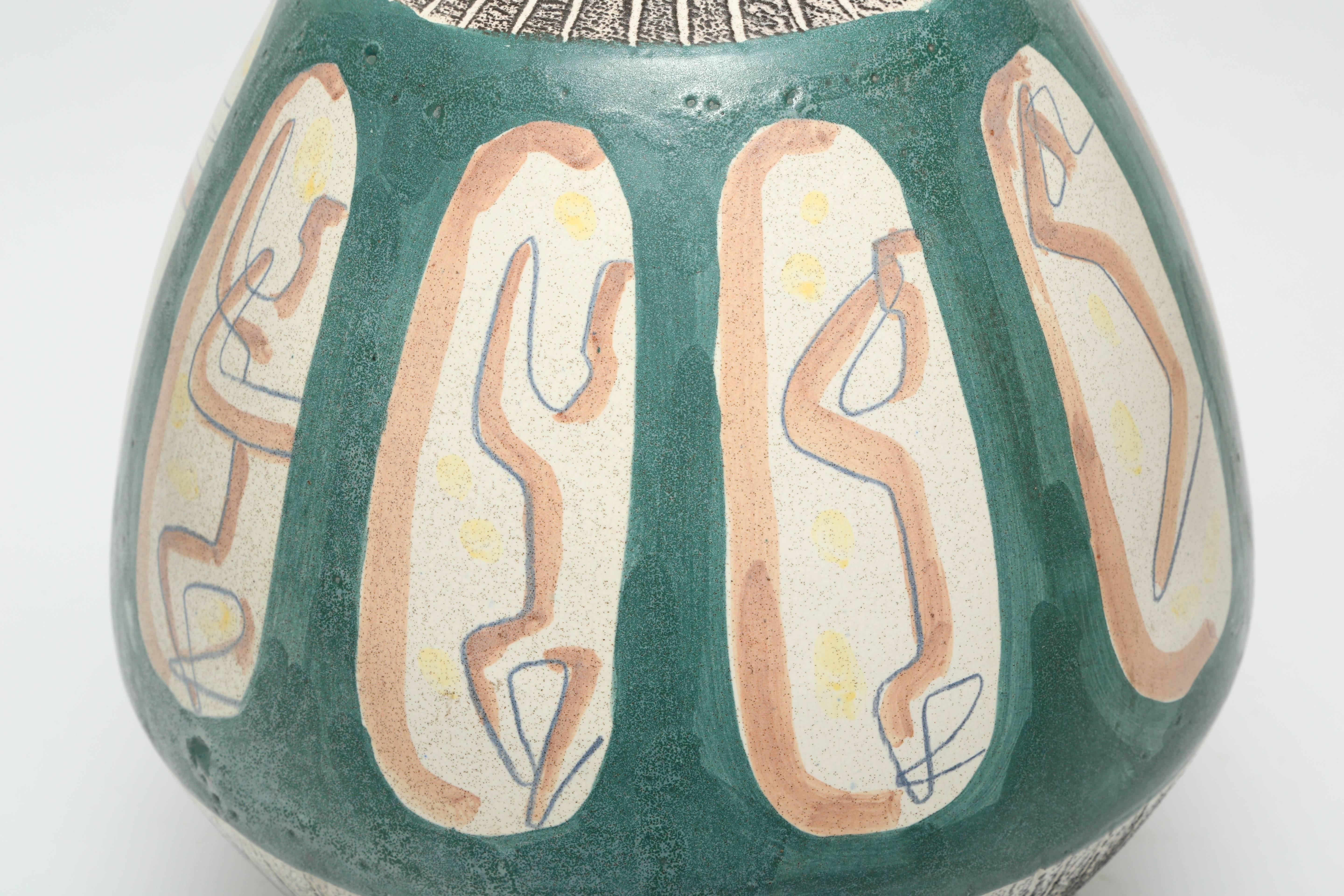Mid-Century Modern Italian Hand-Painted Ceramic Table Lamp Fantoni / Weinberg  3