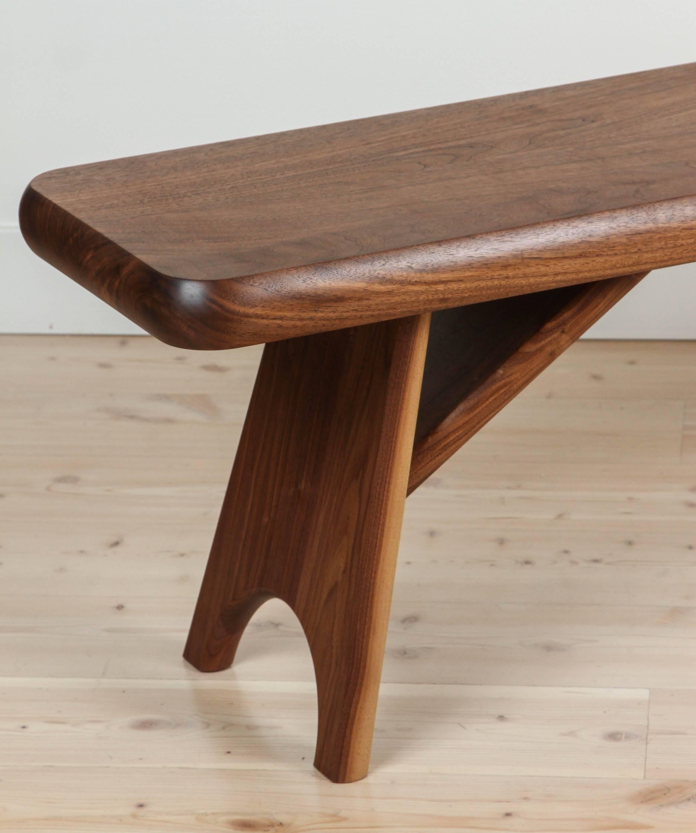 Merton Bench in Walnut by De JONG & Co. In Excellent Condition In Los Angeles, CA