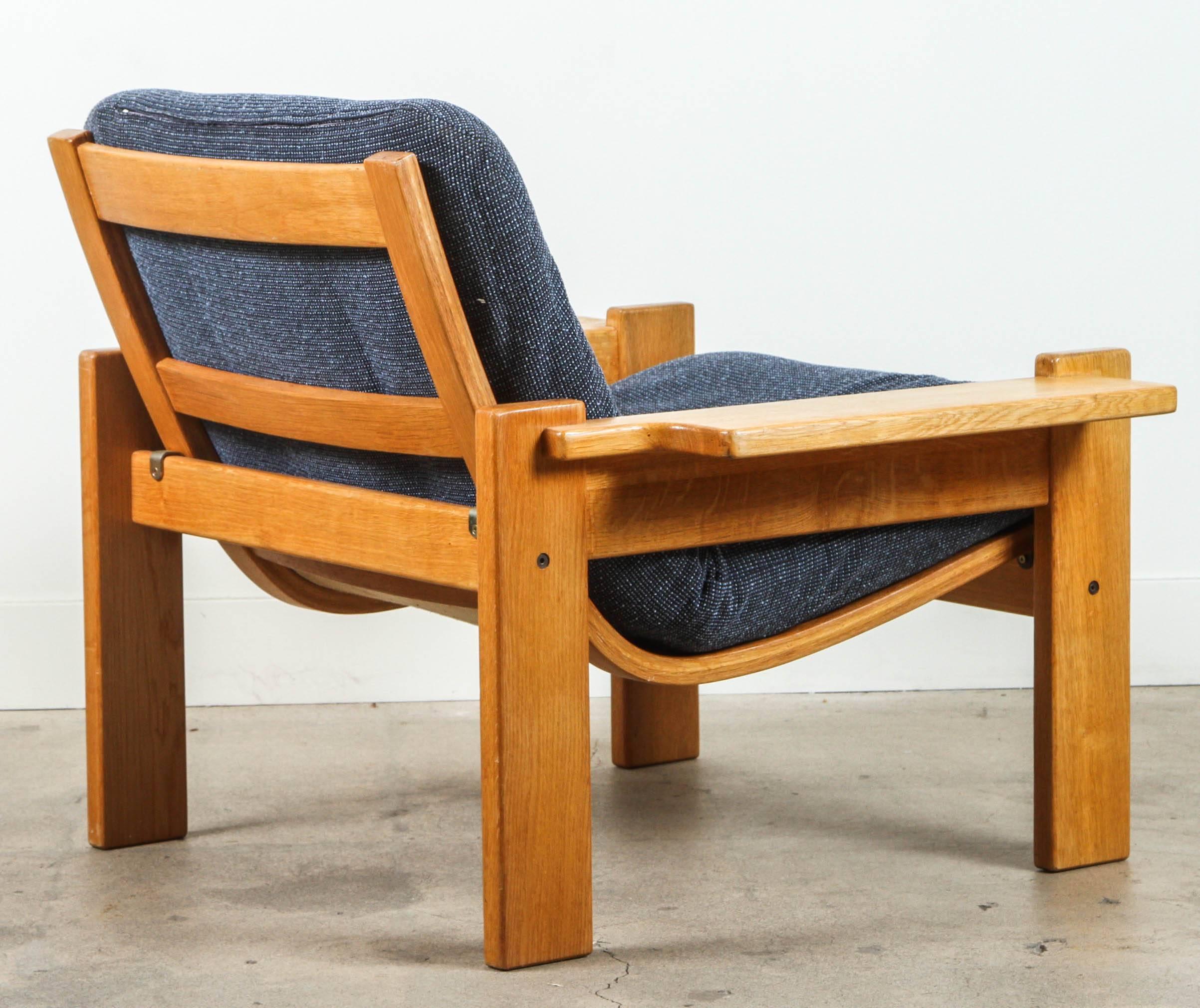 Pair of Solid Oak Armchairs by Yngve Ekstrom for Swedese In Excellent Condition In Los Angeles, CA