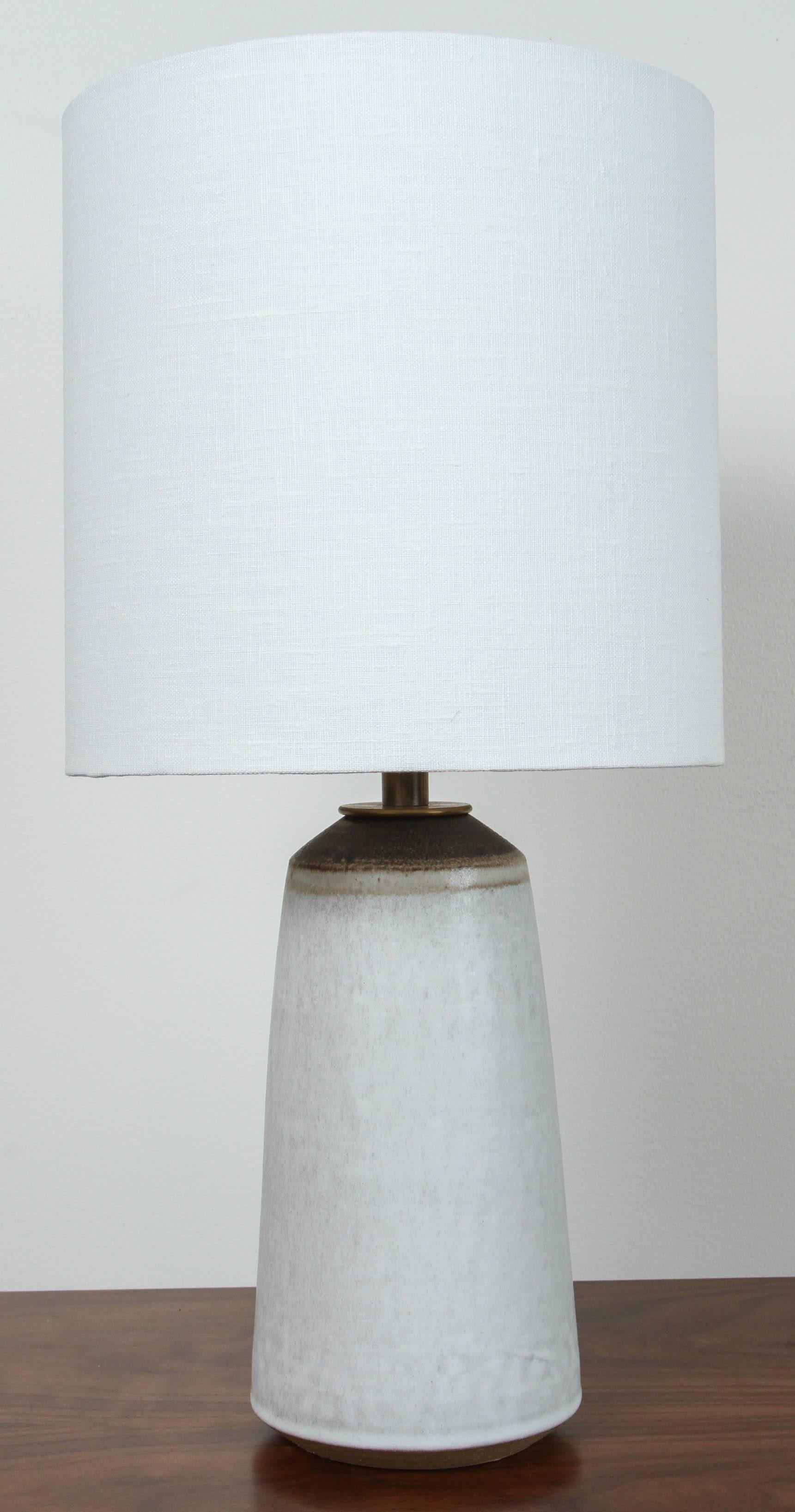 Mid-Century Modern Pair of White Birch Ceramic Table Lamp by Victoria Morris