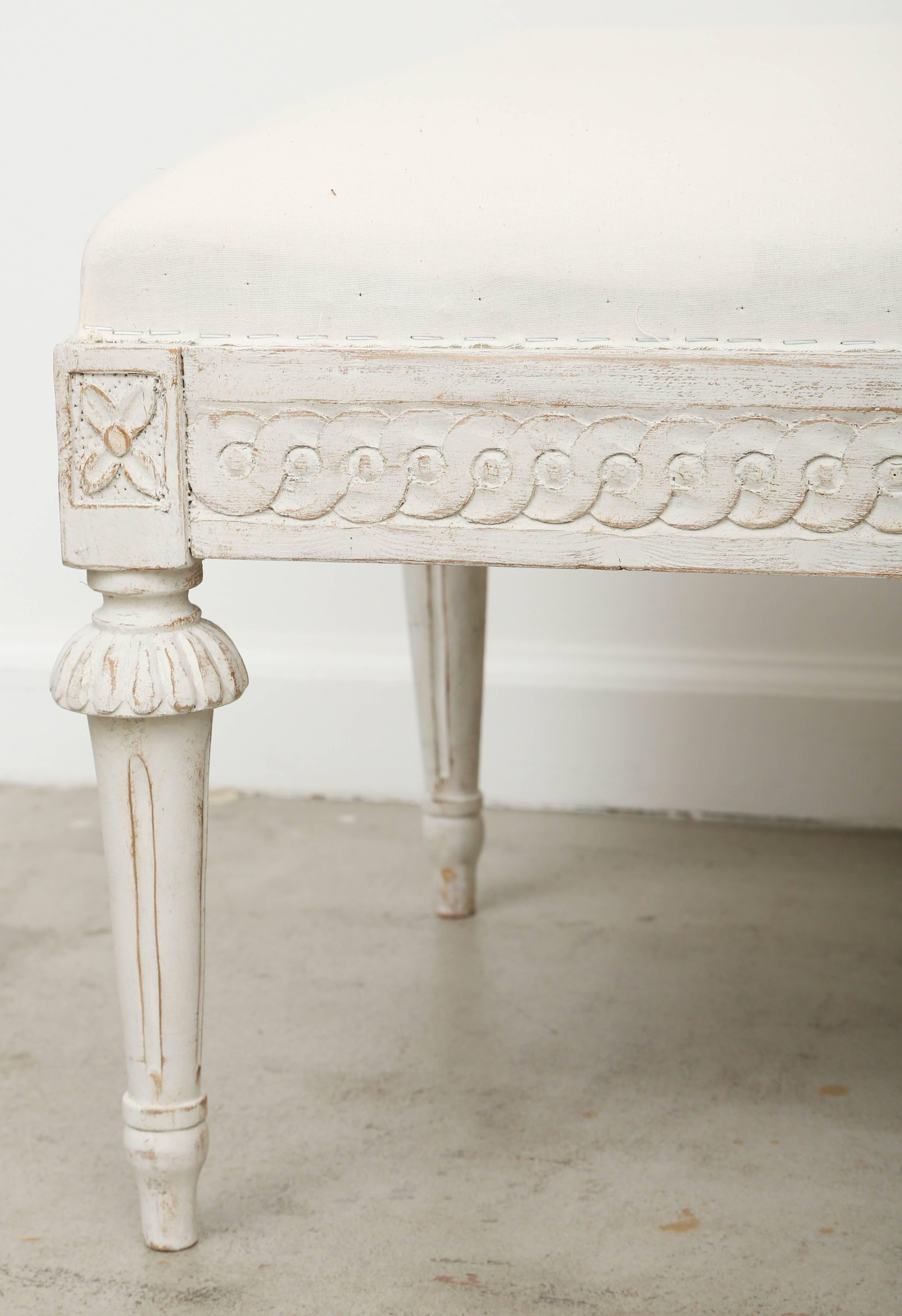 Antique Swedish Gustavian Style Long Painted  Bench, Mid-19th Century 1