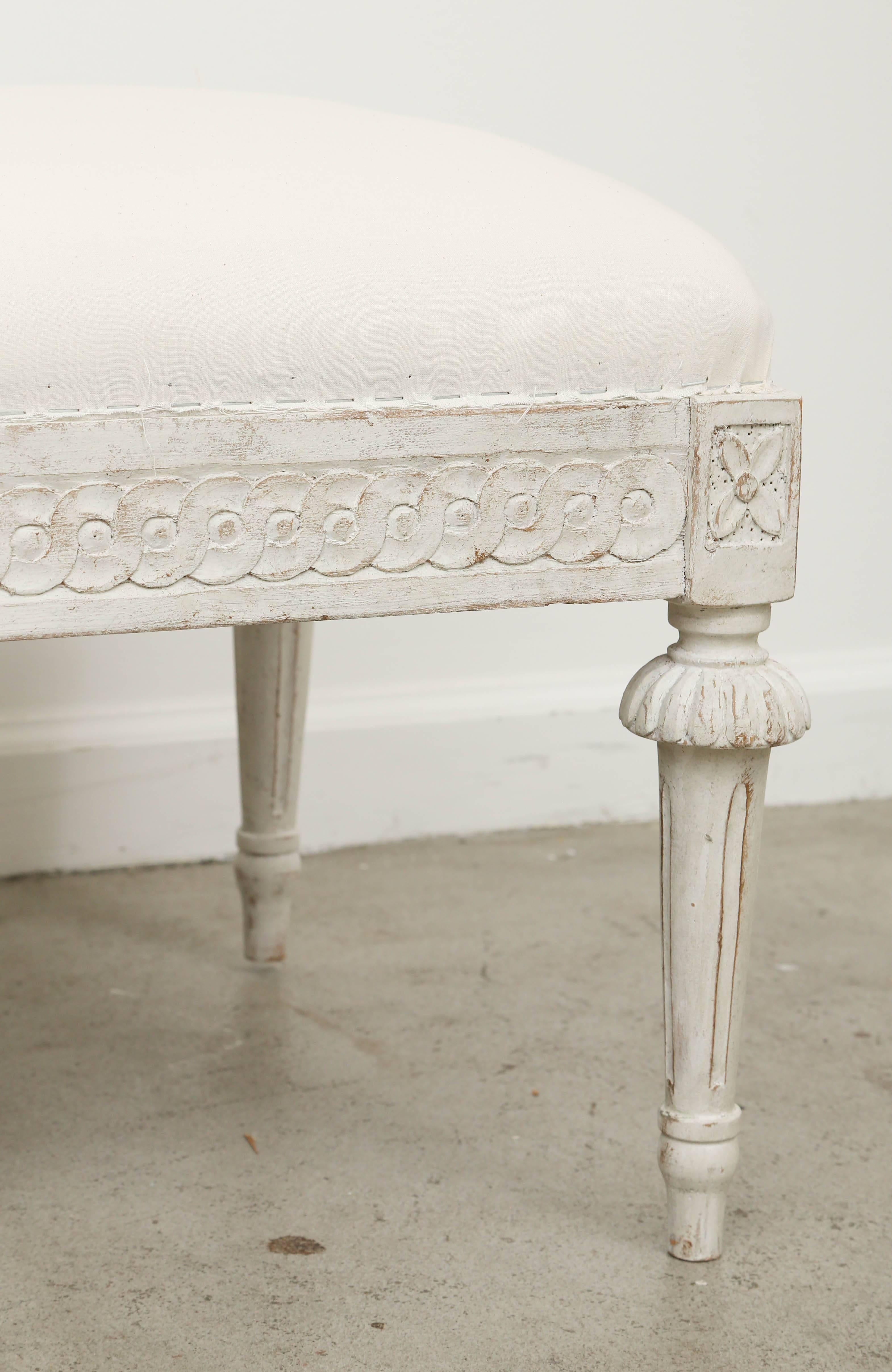 Antique Swedish Gustavian Style Long Painted  Bench, Mid-19th Century 3