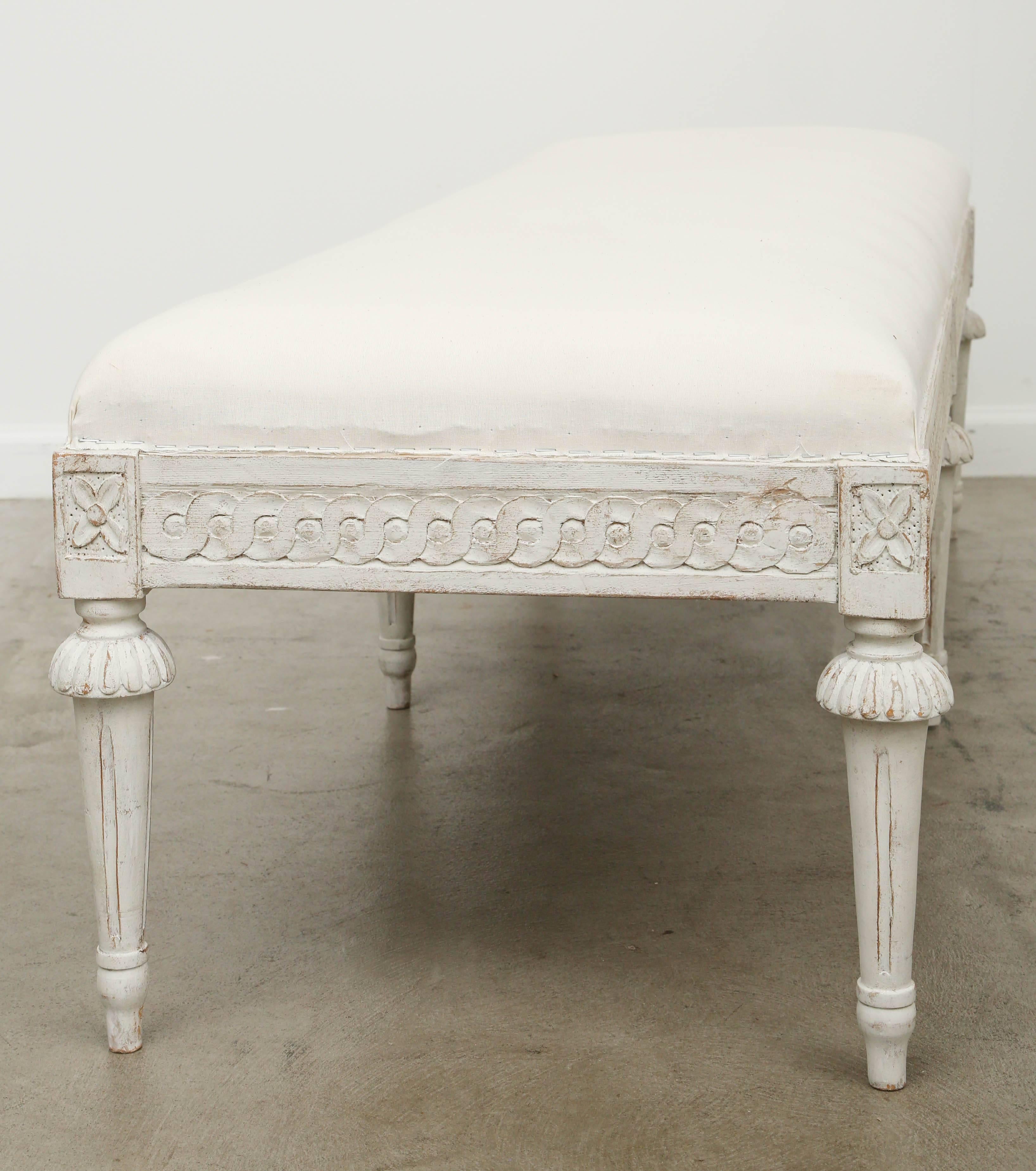 Antique Swedish Gustavian Style Long Painted  Bench, Mid-19th Century 4